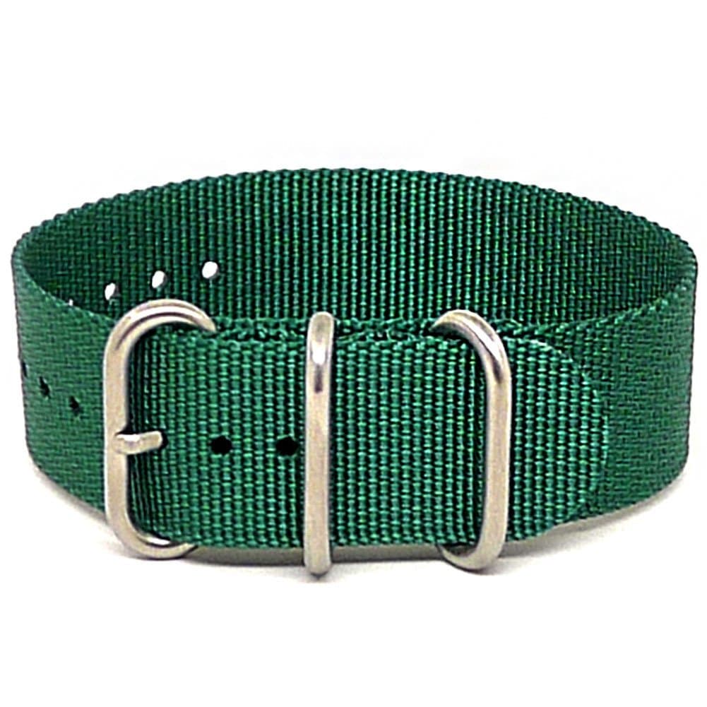 DaLuca Ballistic Nylon NATO 1 Piece Watch Strap - Green (Matte Buckle) : 20mm