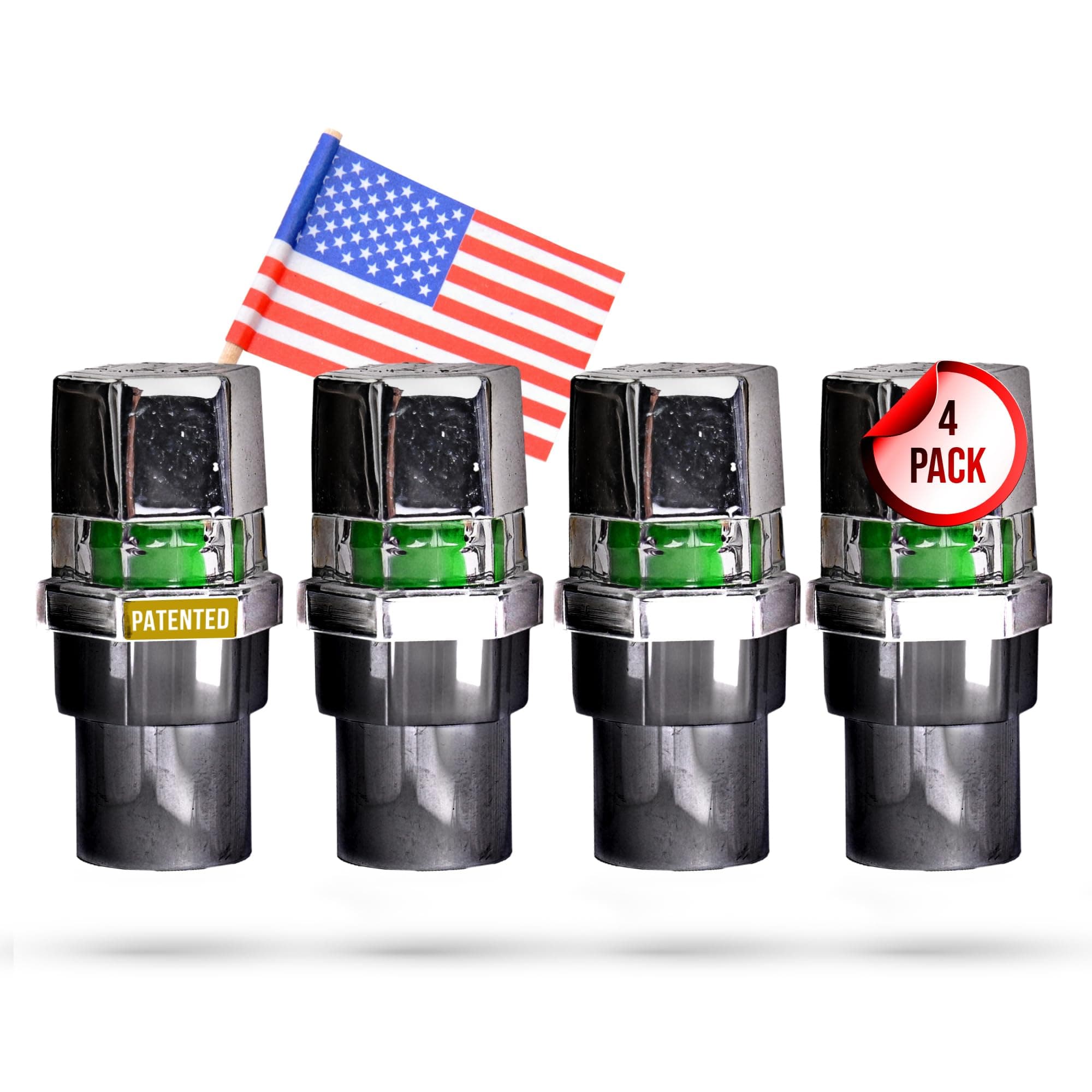 Quick Pressure QP-000055 Chrome Plated Brass 55 psi Tire Pressure Monitoring Valve Cap, (Pack of 4)