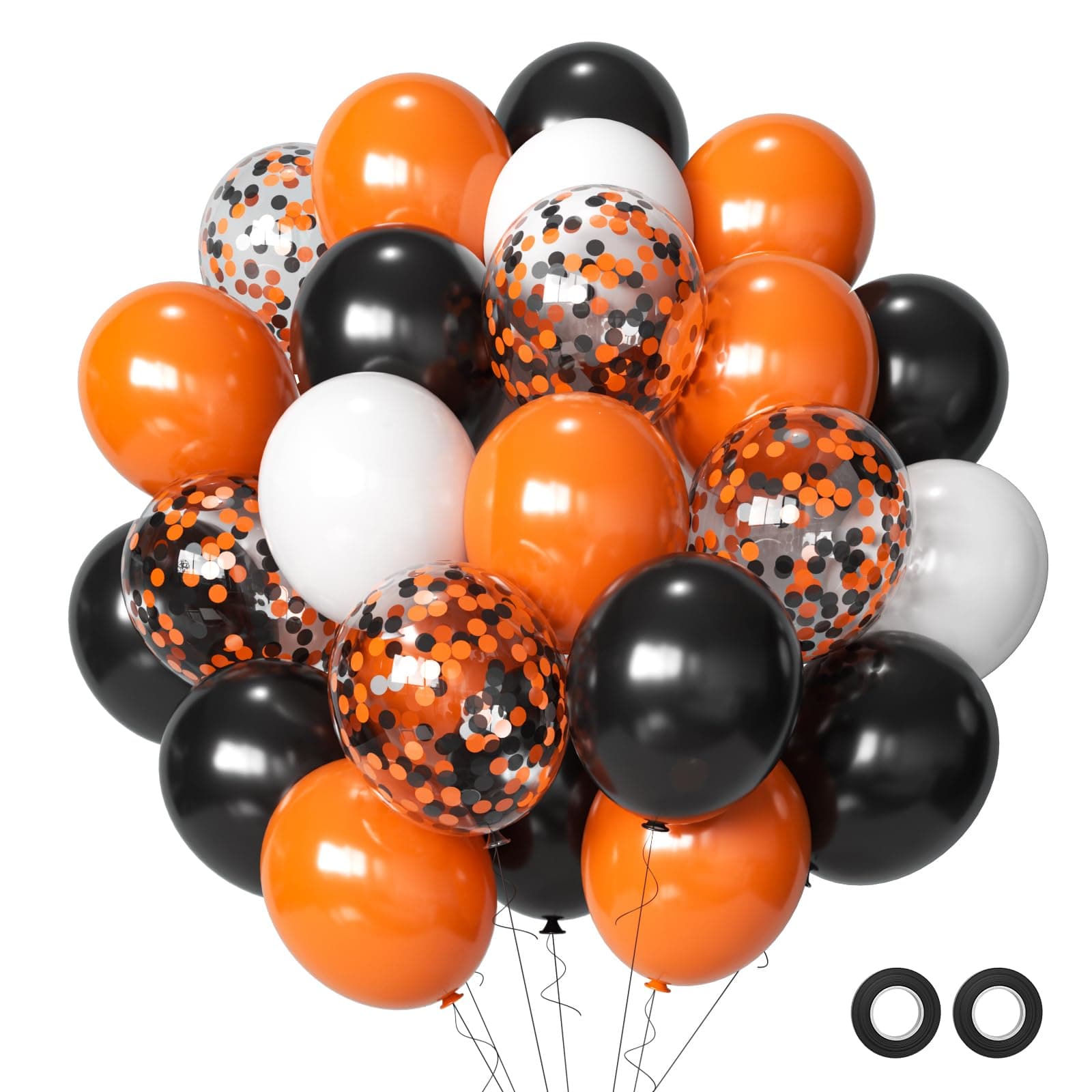 Aiwolf Halloween Balloons Black Orange Balloons Set, 55Pcs 12inch Black White Orange Confetti Latex Balloons Halloween Balloons for Halloween Celebration Party Bar Anniversary Graduation Decoration