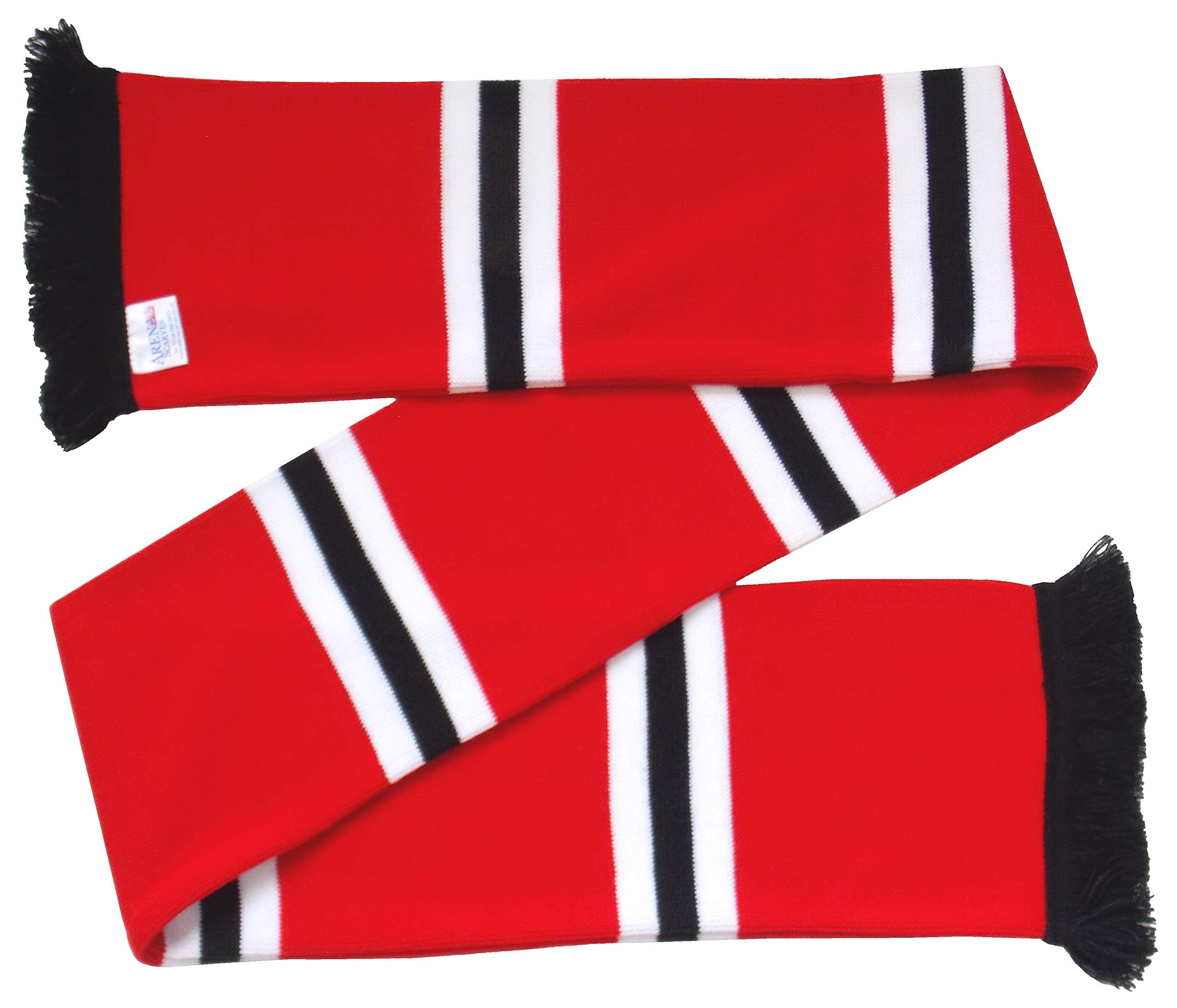 United Supporters Red, White and Black Retro Striped Scarf