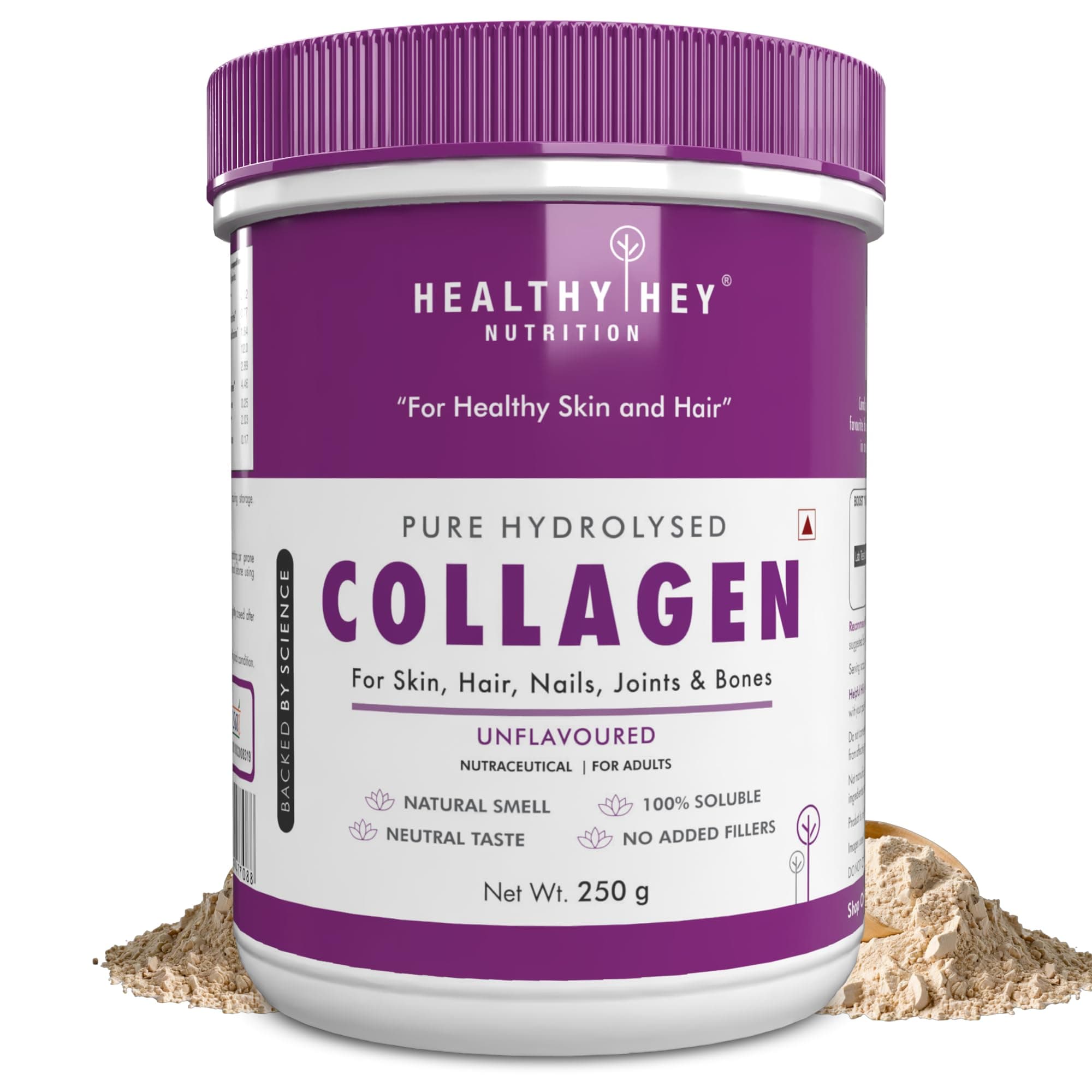 - Collagen Powder|Collagen Supplement for Glowing Skin|Pure Hydrolysed Collagen Powder for Women & Men|Unflavoured - Pack of 1-250 grams