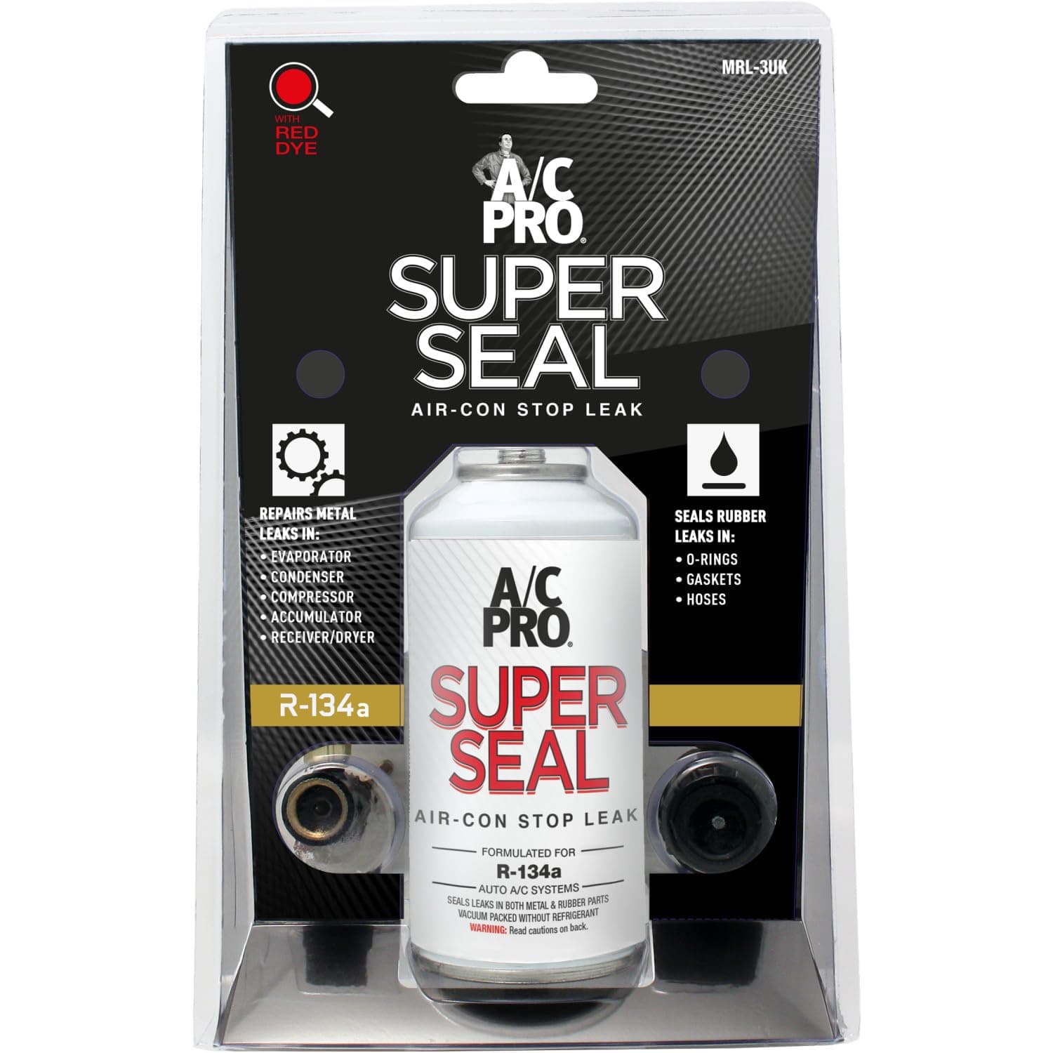 STP Super Seal Car Air Conditioner Refrigerant Stop Leak Kit, Repairs Metal Leaks and Seals Rubber Leaks in O Rings and Hoses, Includes Reusable Dispensing Hose, 3 Oz, Inter Dynamics