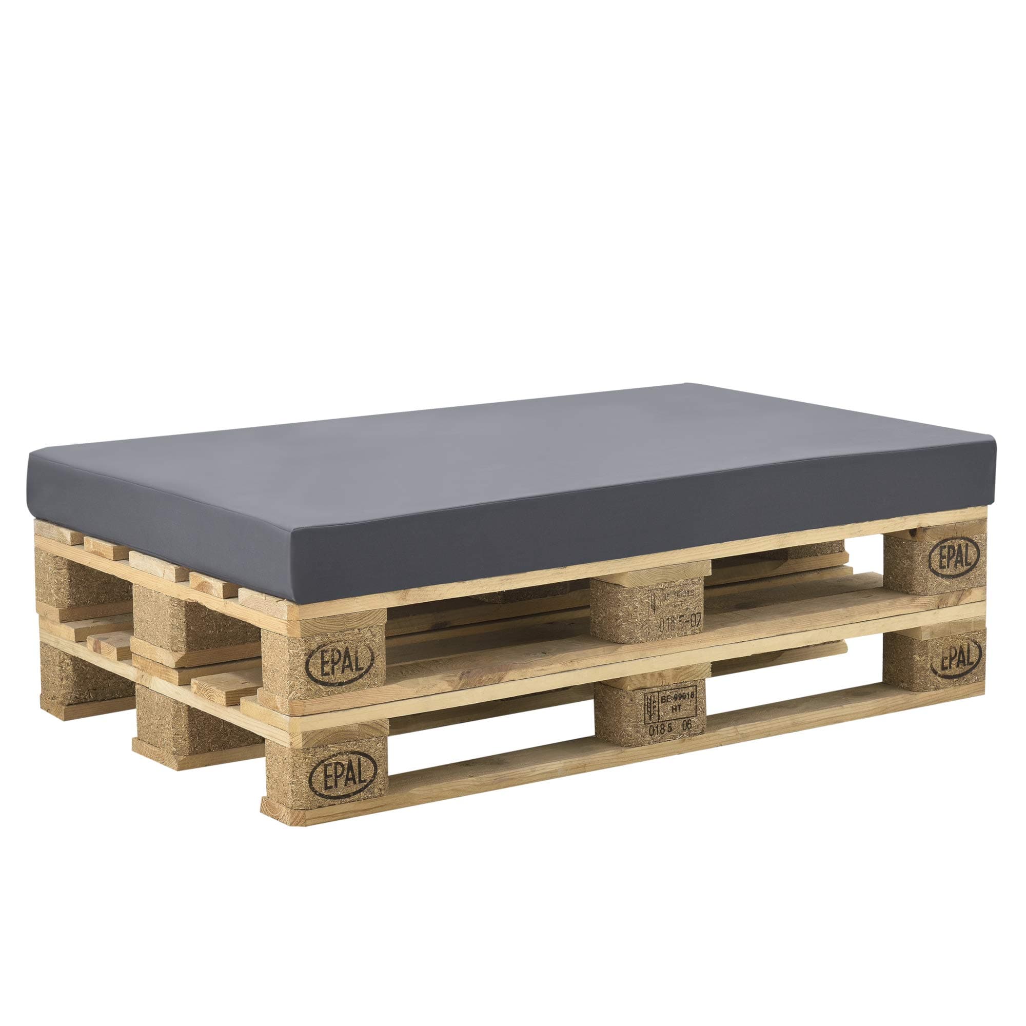 [neu.haus] Euro Pallet Cushion with Cover Outdoor Seating 120x80x10cm Dark grey