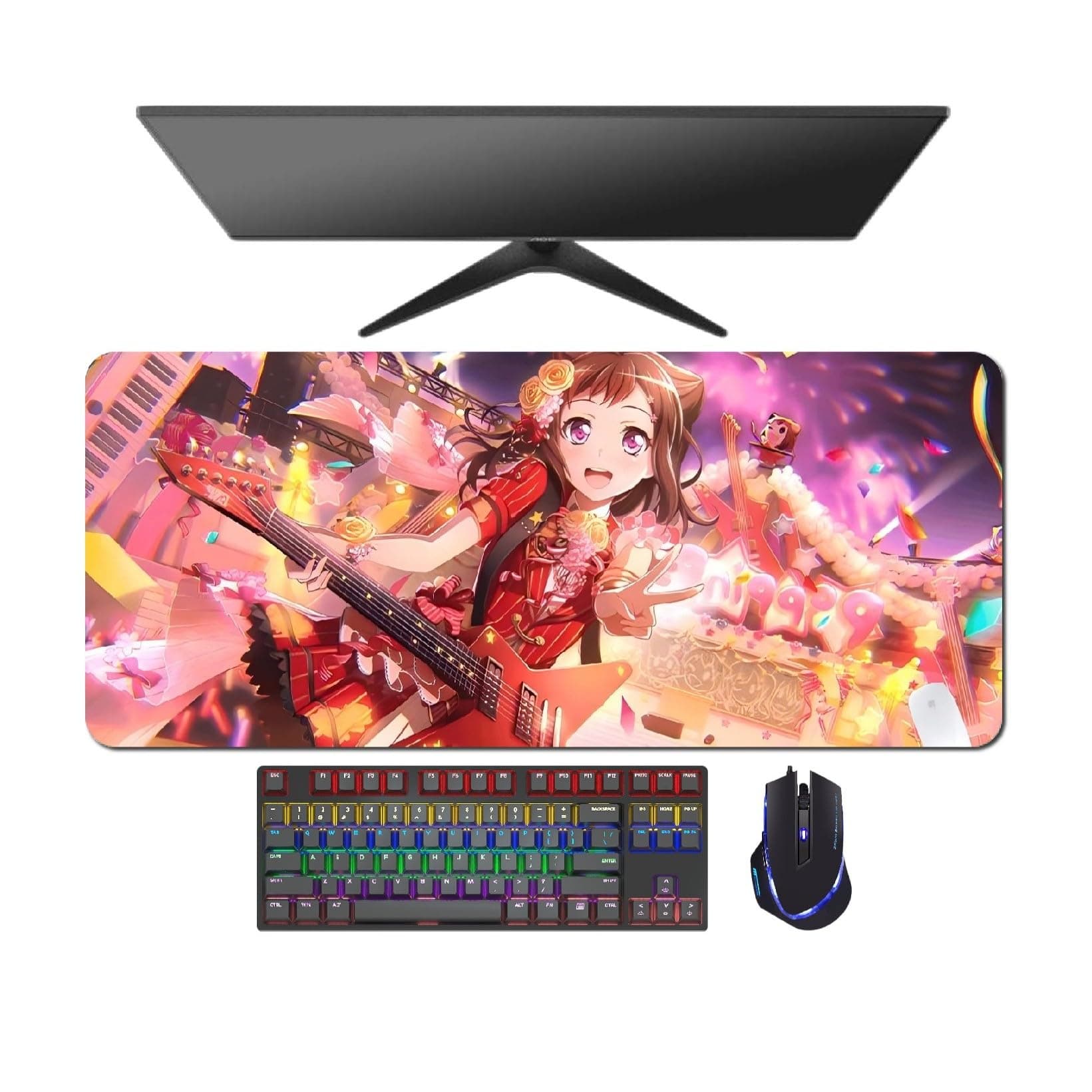 4mm Thick! Anime Bang Dream! It's MyGO Mouse Pad, Keyboard Pad, 27.6×11.8×1.6 inch (70×30×4 cm), Exquisite Lock Edges, Waterproof, Anti Slip, High-Sensitivity Mice