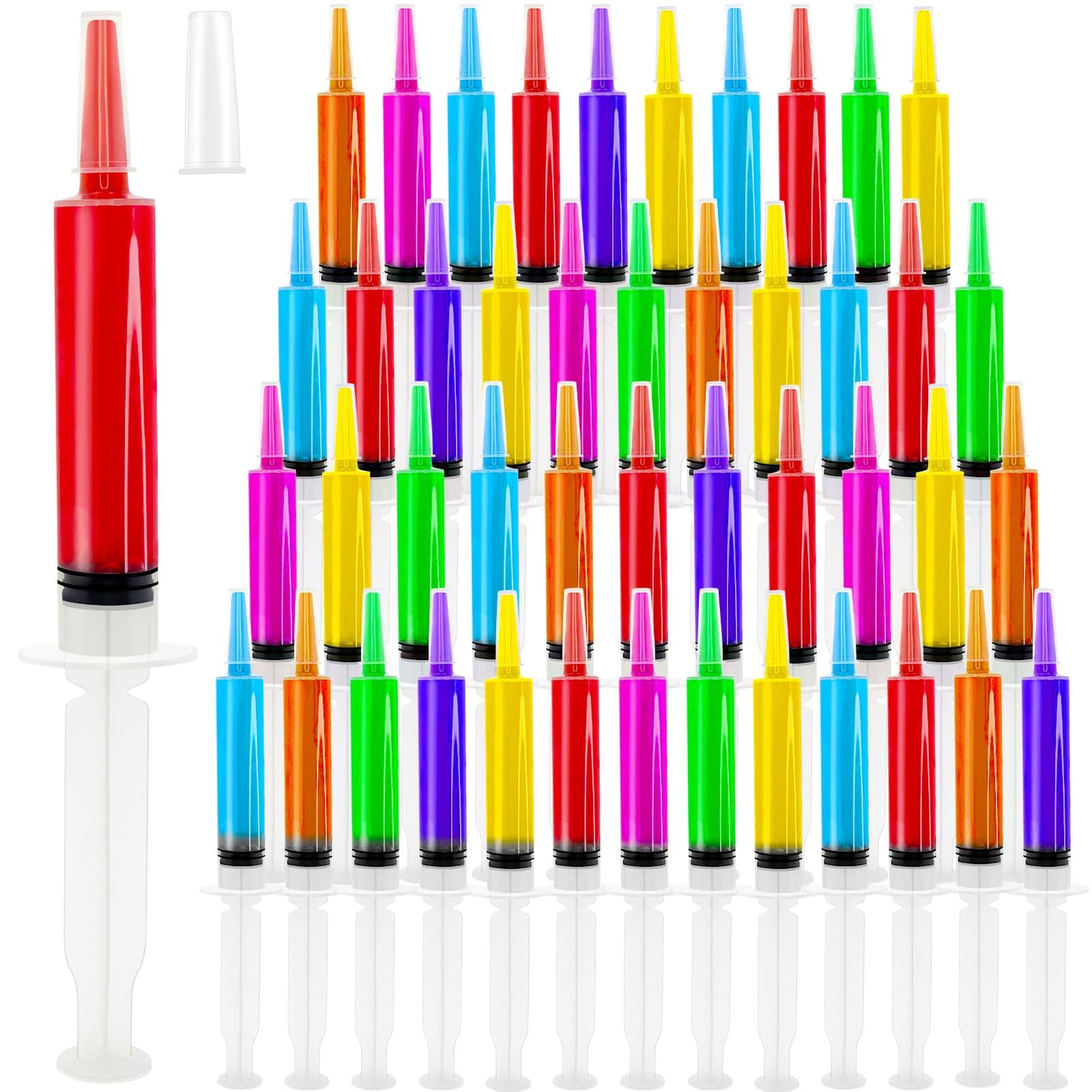 Hifunwu 100 Pack Party Jello Shot Syringes Plastic Syringe Shots 20ml Syringes for Jello Shots, Reusable Drink Syringes for Halloween, Christmas, Thanksgiving Party Favors Supplies
