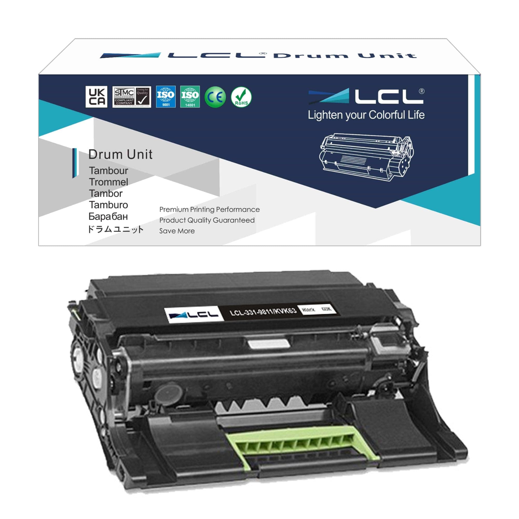 LCL Remanufactured Drum Unit Replacement for Dell 331-9810 331-9811 KVK63 for Dell B2360d B2360dn B3460dn B3465dn B3465dnf S2830dn S2830 Printer (1-Pack Black)
