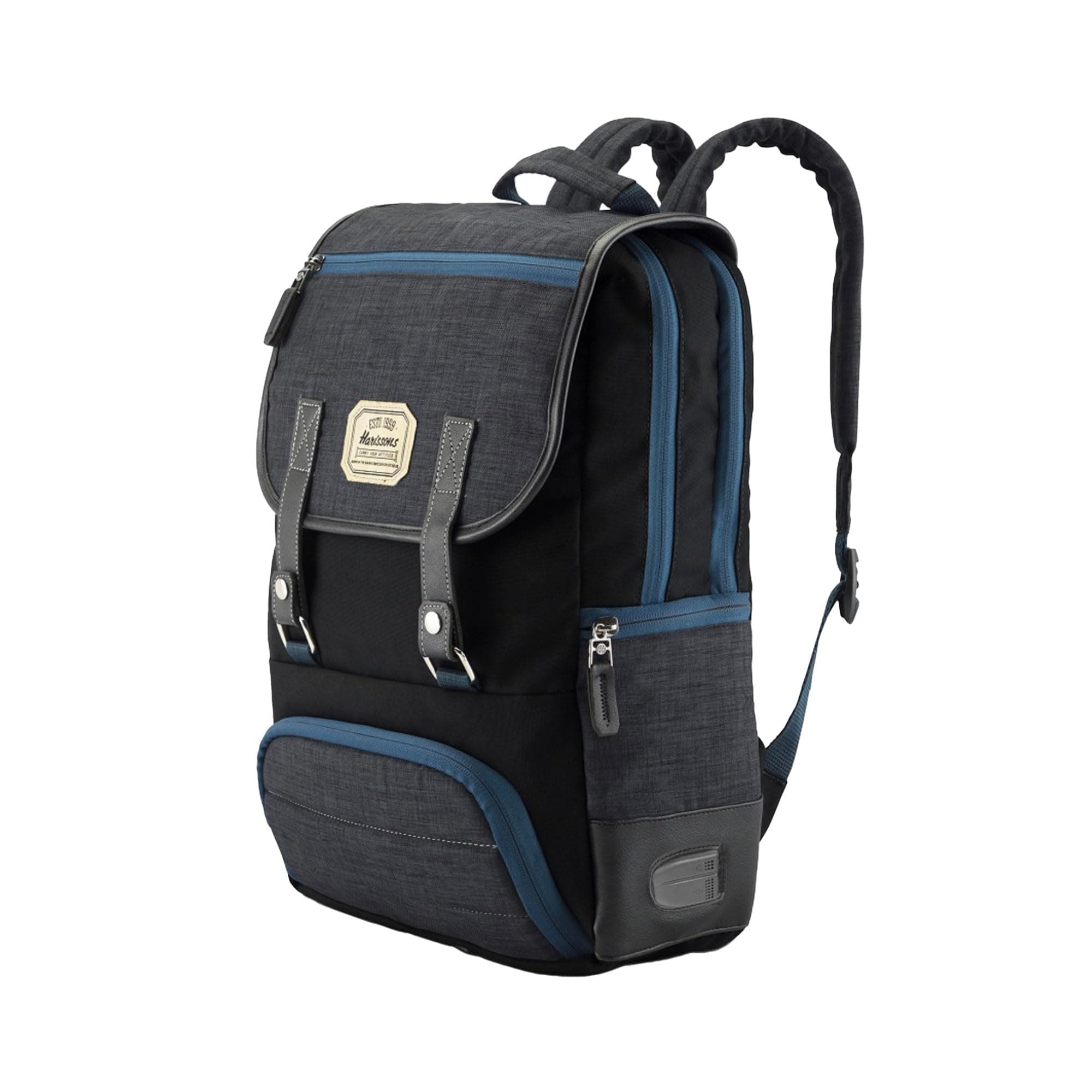 HARISSONS Dexter Vintage Vegan Leather Laptop Backpack | 25L | Fits 14” Laptop | USB Port, Gadget Organizer, Slim Build with Top Flap Closure | Work, College & Daily Use