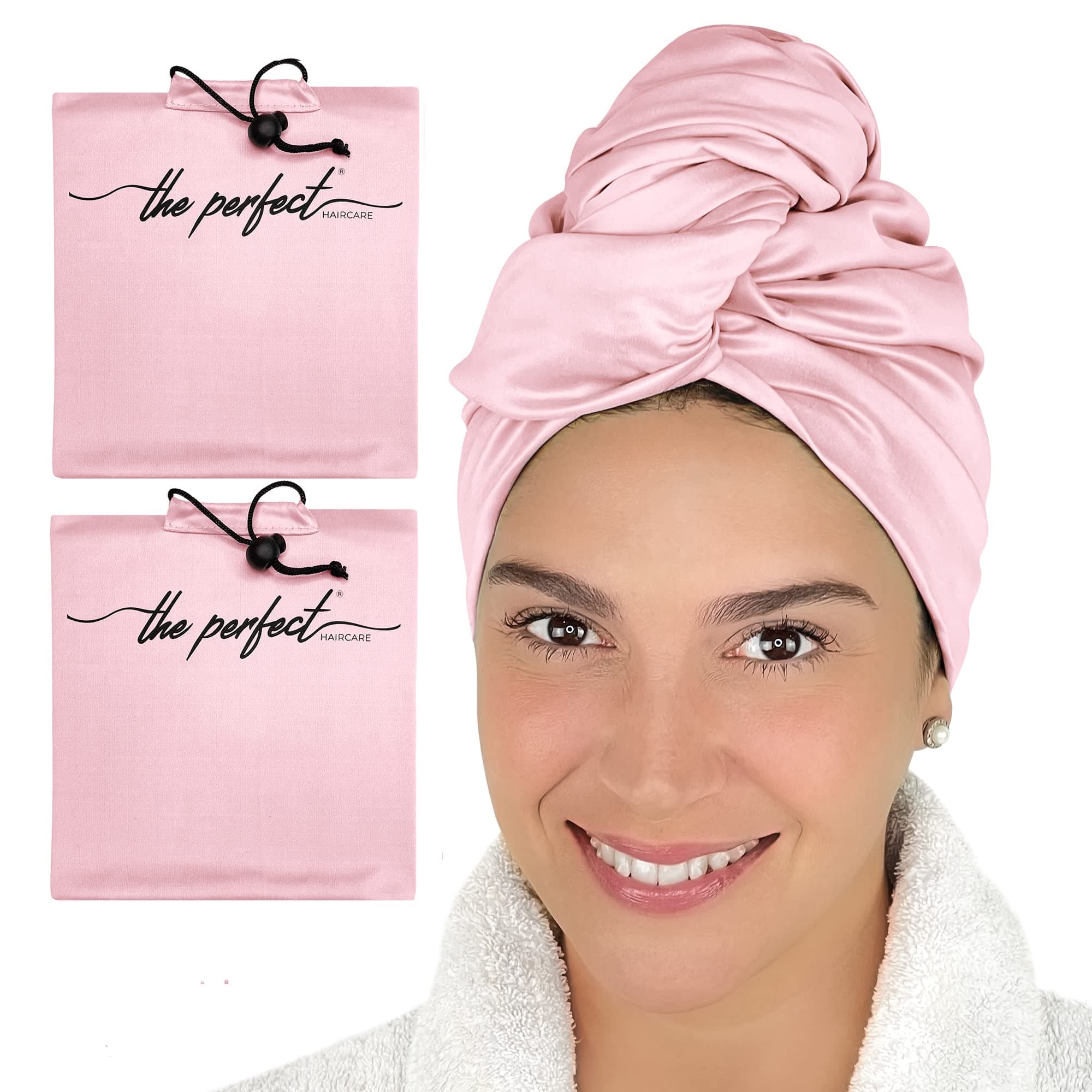 Microfiber Hair Towels Wrap for Women - Smooth as Silk - Anti-Frizz for Curly, Wavy, Straight Hair Girls - Plopping Essential - Fast Drying - Easier to Use Than a T-Shirt - 2 pack