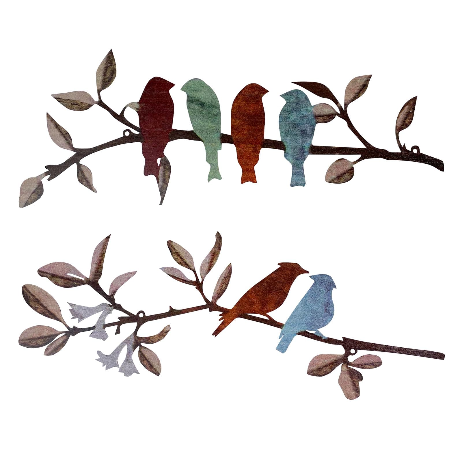 Metal Garden Decor, 2 Pcs Bird Wall Art Ornaments Metal Garden Wall De...