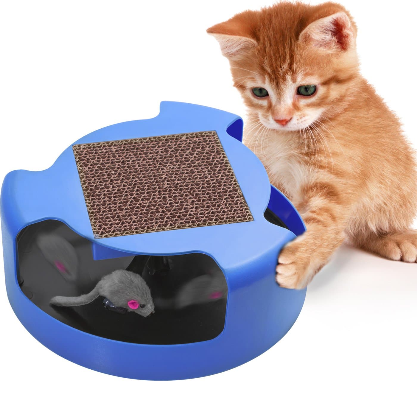 Cat Toys Interactive Kitten Toy - Best for Kitty Cats Supplies - Pet Mouse Play w/ Scratching Post Furniture Scratcher Cardboard Exercise Accessories Moving Fun Stimulation Scratch Swagly Teaser Stuff