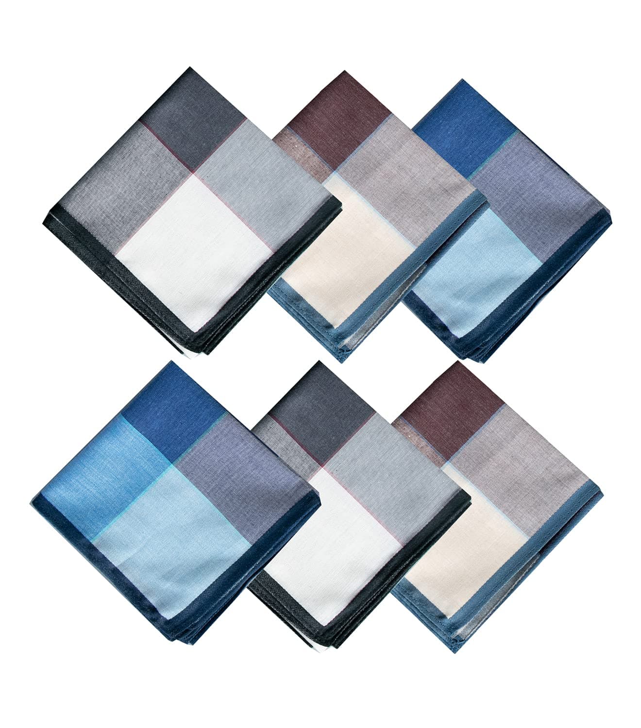Mens Plaid Cotton Handkerchief Soft Hankies, Gift Set, Pack of 6