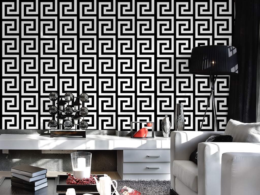Wollzo Black and White Delightful self Adhesive Wallpaper (45 x 500 cm)