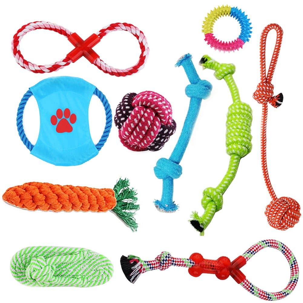 Dog Toys Set,Dog Rope Toys Set,Great for Small and Medium Sized Dogs ,Durable, Safe, and Toxin-Free,Pet Chew Rope Toys(10 items)