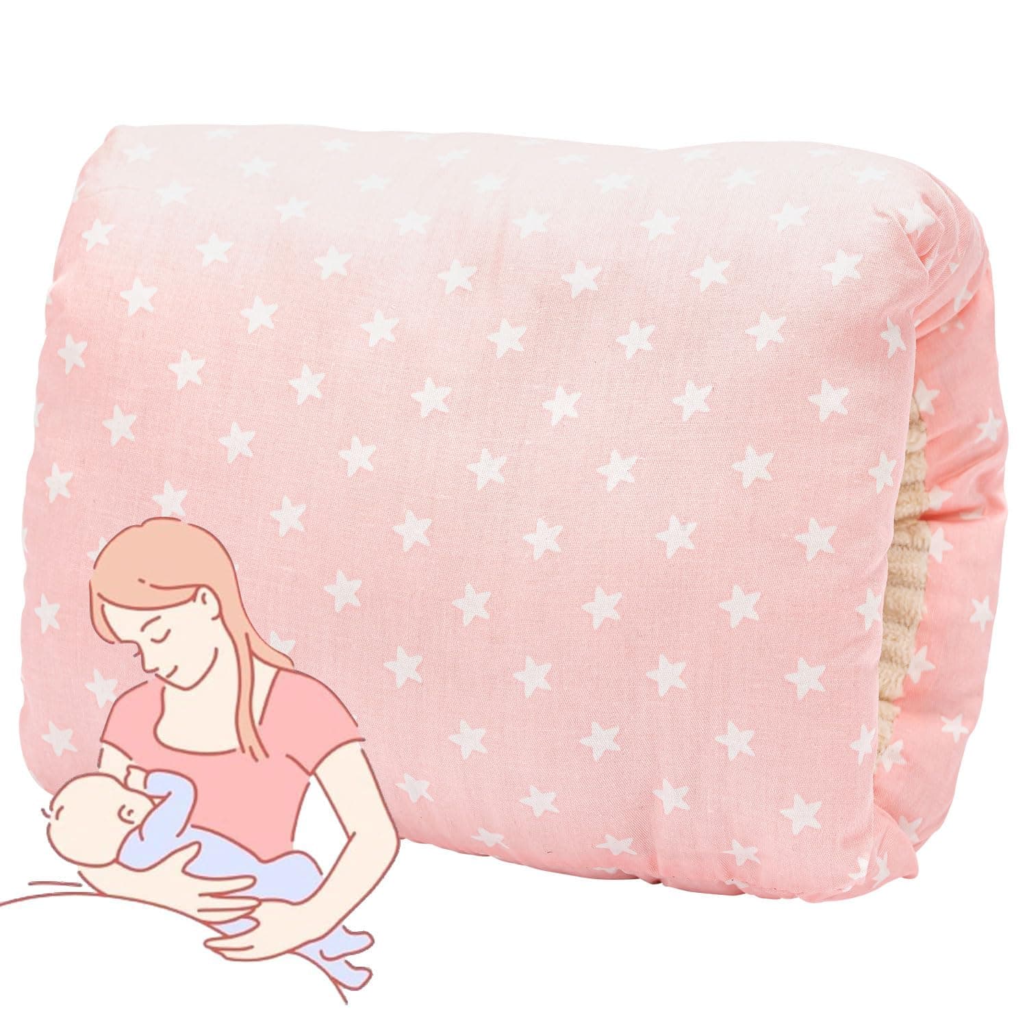 Breastfeeding Arm Pillow Cozy Cradle Arm Pillow, Breastfeeding and Bottle Feeding Head Support Pillow Soft Cotton Cozy Cradle Pillow for Travel Outdoor (PINK)