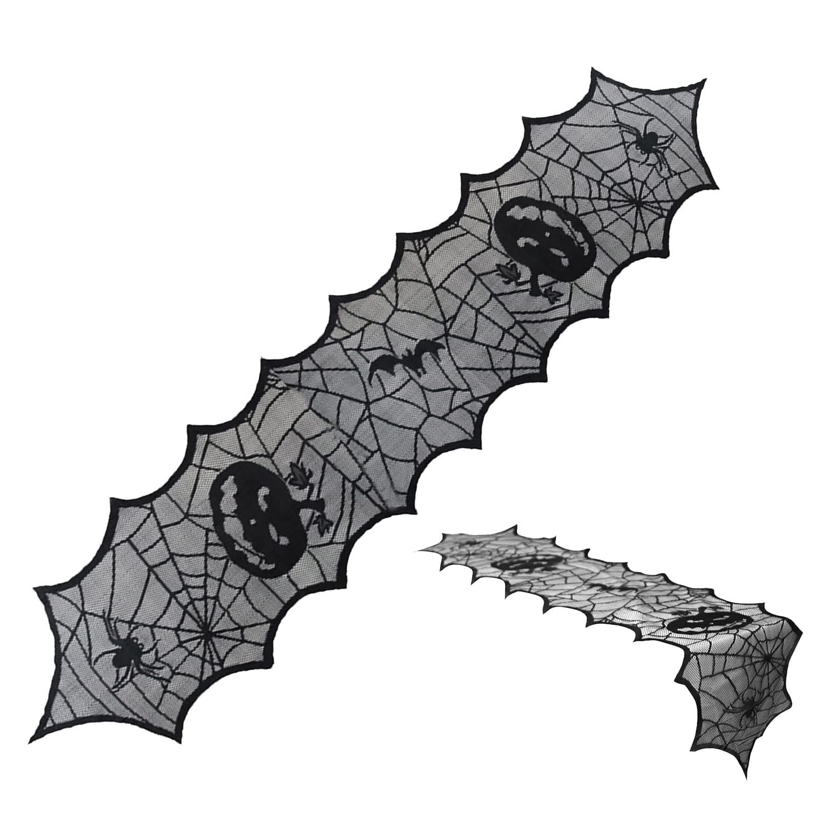 PHILISENMALL Halloween Themed Party Decor Spiderweb Long Lace Spider Web Tablelines Haunted House Decor Table Runner Table Cloth for