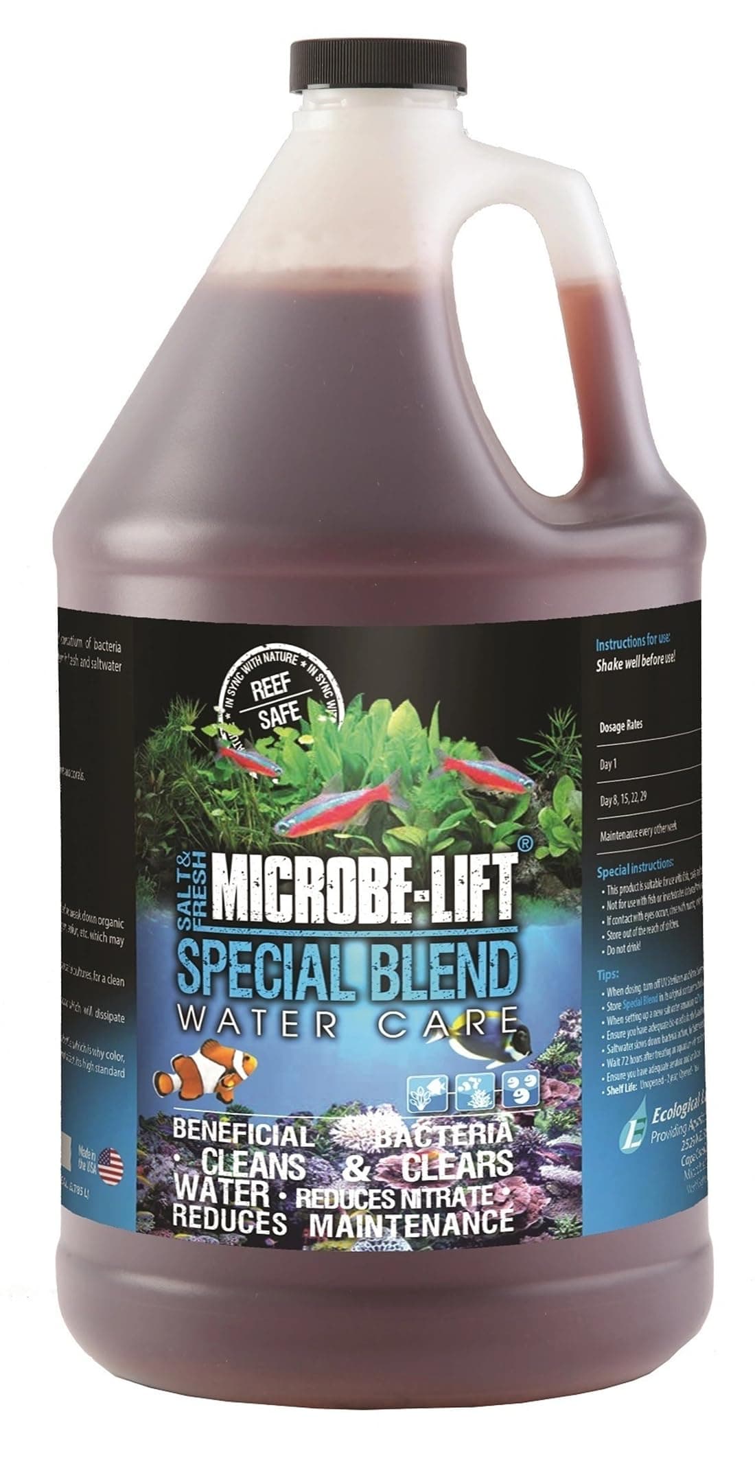 Special Blend Aquarium Treatment, Fish Tank Water Conditioner for Freshwater and Saltwater Tanks, Helps with Aquarium Algae Control and Odor, 1 Gallon (SBHG1)
