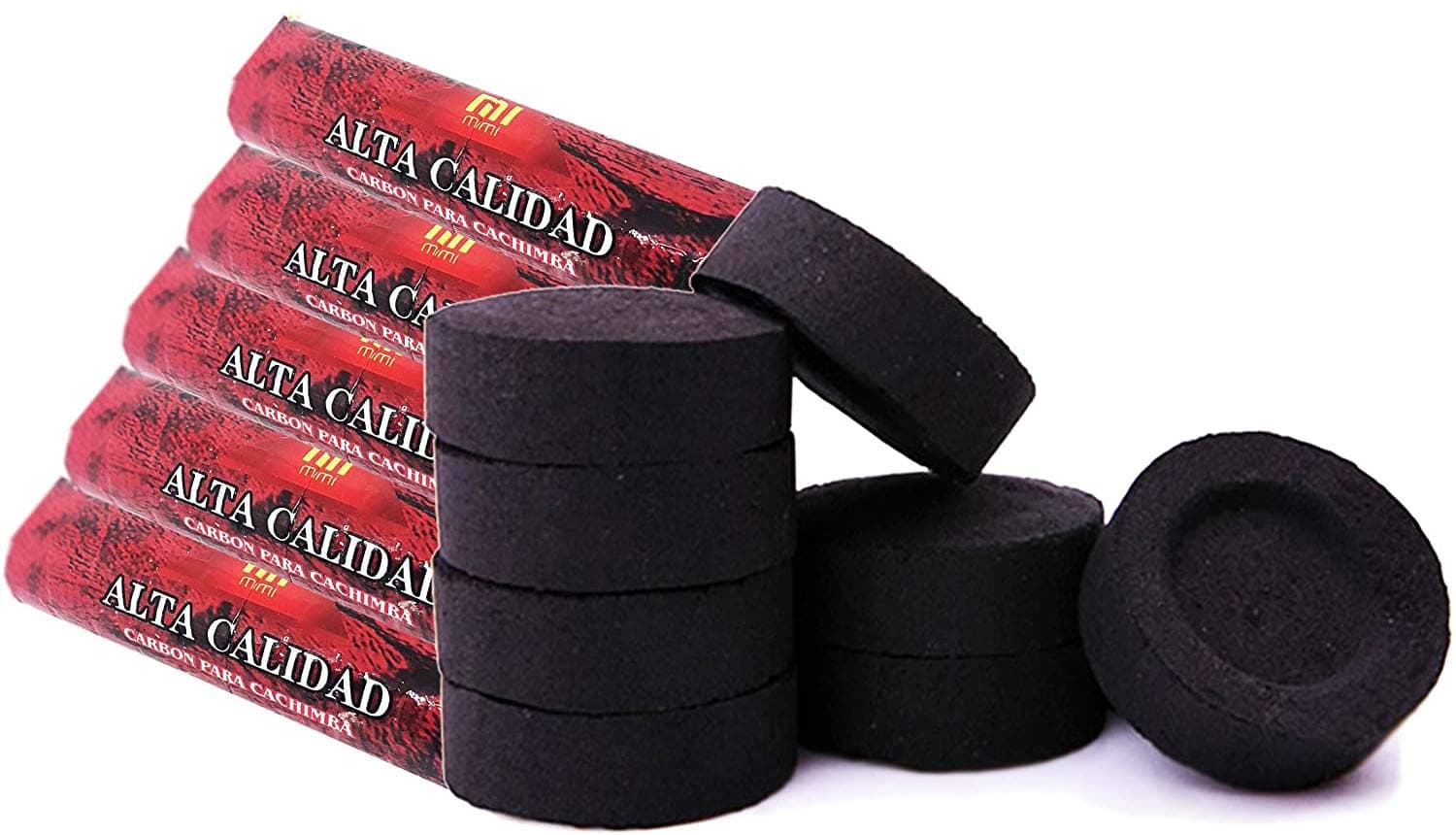 [Pack] Charcoal discs for burner, incense, incense burner, smoke, shisha, hookah, hookah, bong. Durable. For domestic use. 3.3 centimetres in diameter. (50)