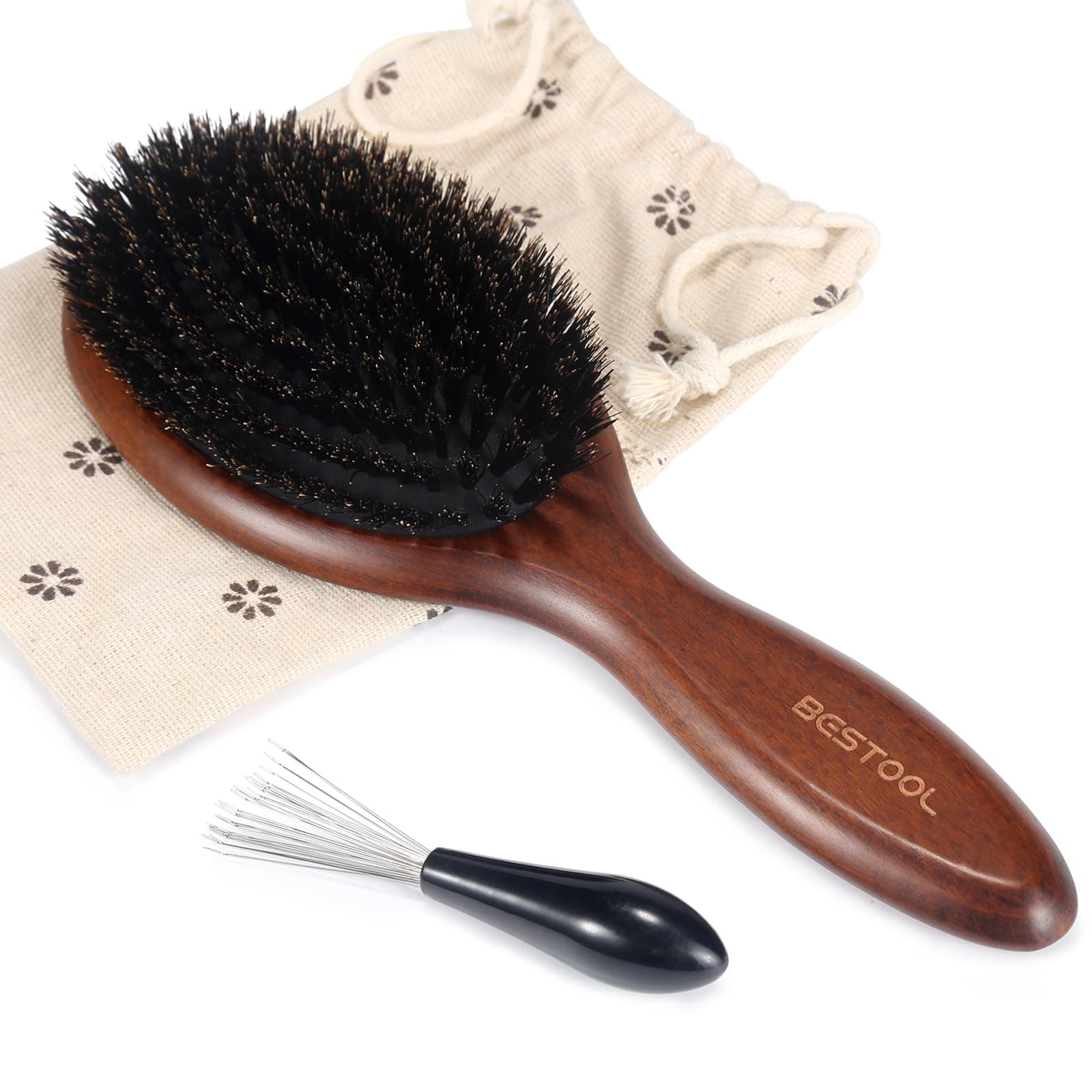 BESTOOL Hair Brush, Boar Bristle Hair Brushes for Women Men Kids, Boar Bristle Brush for Hair Smoothing, Everyday Brush Enhances Shine & Health