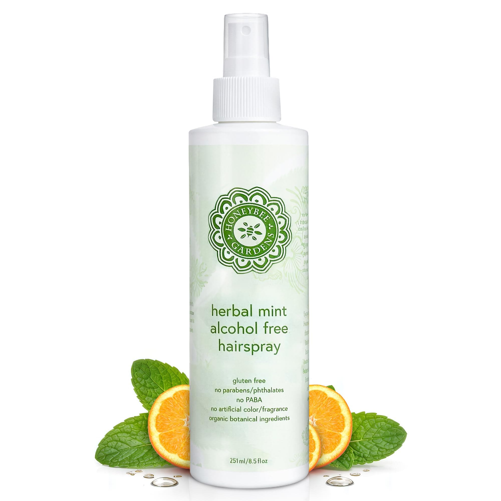 Honeybee Gardens Alcohol-Free Hair Spray, Herbal Mint, Non-Aerosol Strong Hold, 8.5 fl oz