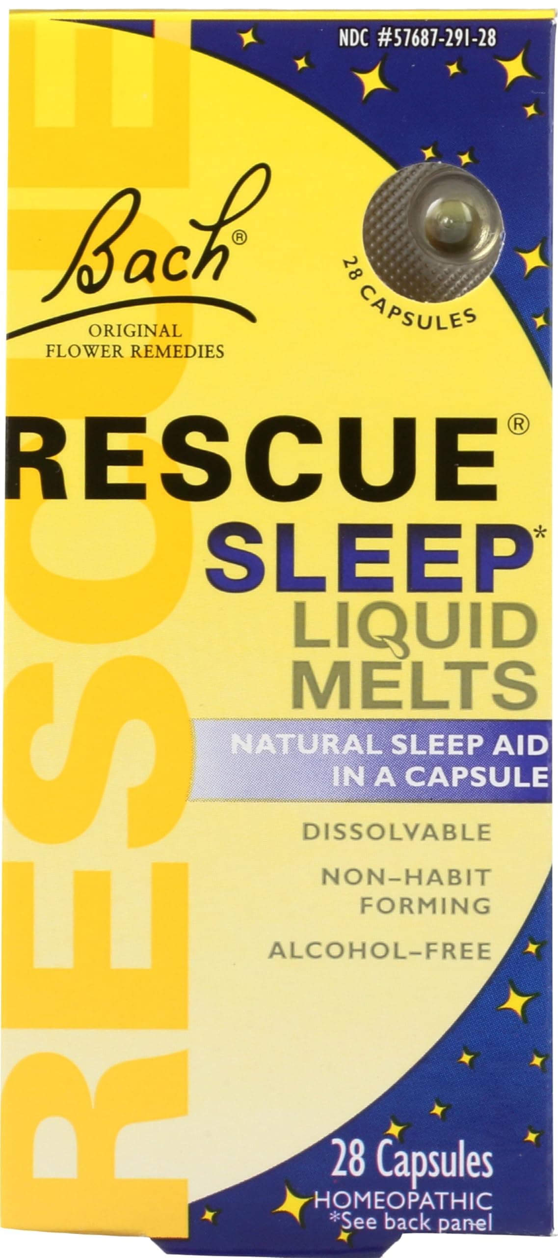 Bach Rescue Sleep Liquid Melts, Natural Orange Vanilla Flavor, Natural Sleep Aid, Stress Relief, Homeopathic Flower Essence, Free of Melatonin, Gluten & Sugar, Non-Alcohol, Non-Narcotic, 28 ct.