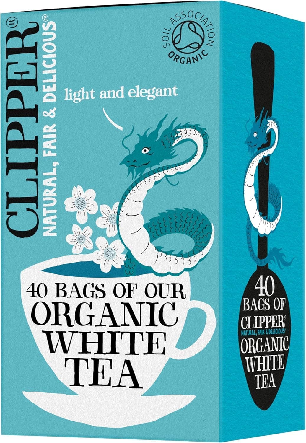 Clipper Organic White Tea Bags | 40 Bags of White Tea from China | for Home or Office | Herbal Tea Bags | Natural, Unbleached Teabags | Sustainable, Plant-Based & Biodegradable Teabags