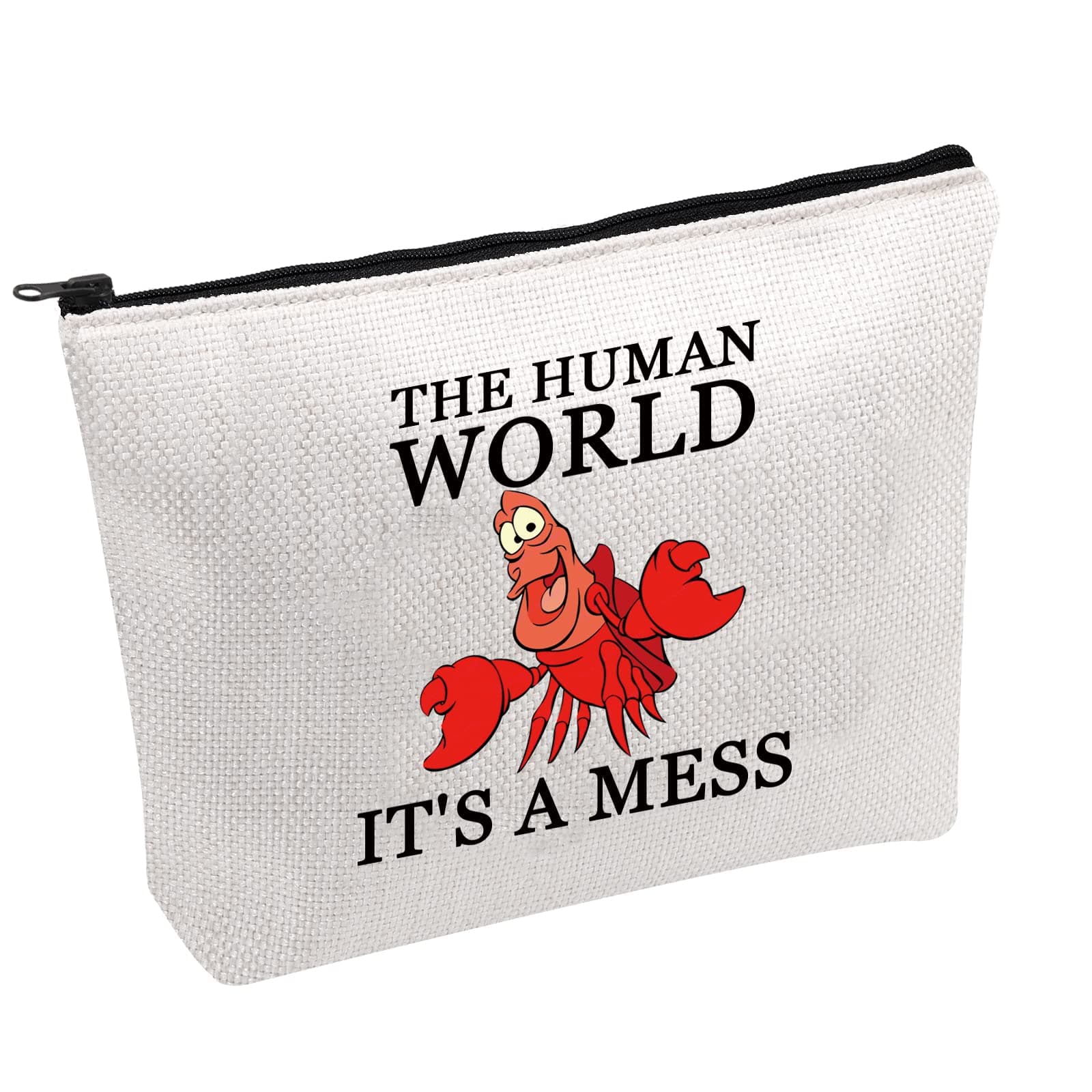 FOTAP Sebastian Movie Inspired Gift The Human World It’s A Mess Cosmetic Bag Mermaid Movie Fan Gift Sebastian Crab Quote Makeup Bag (A MESS)
