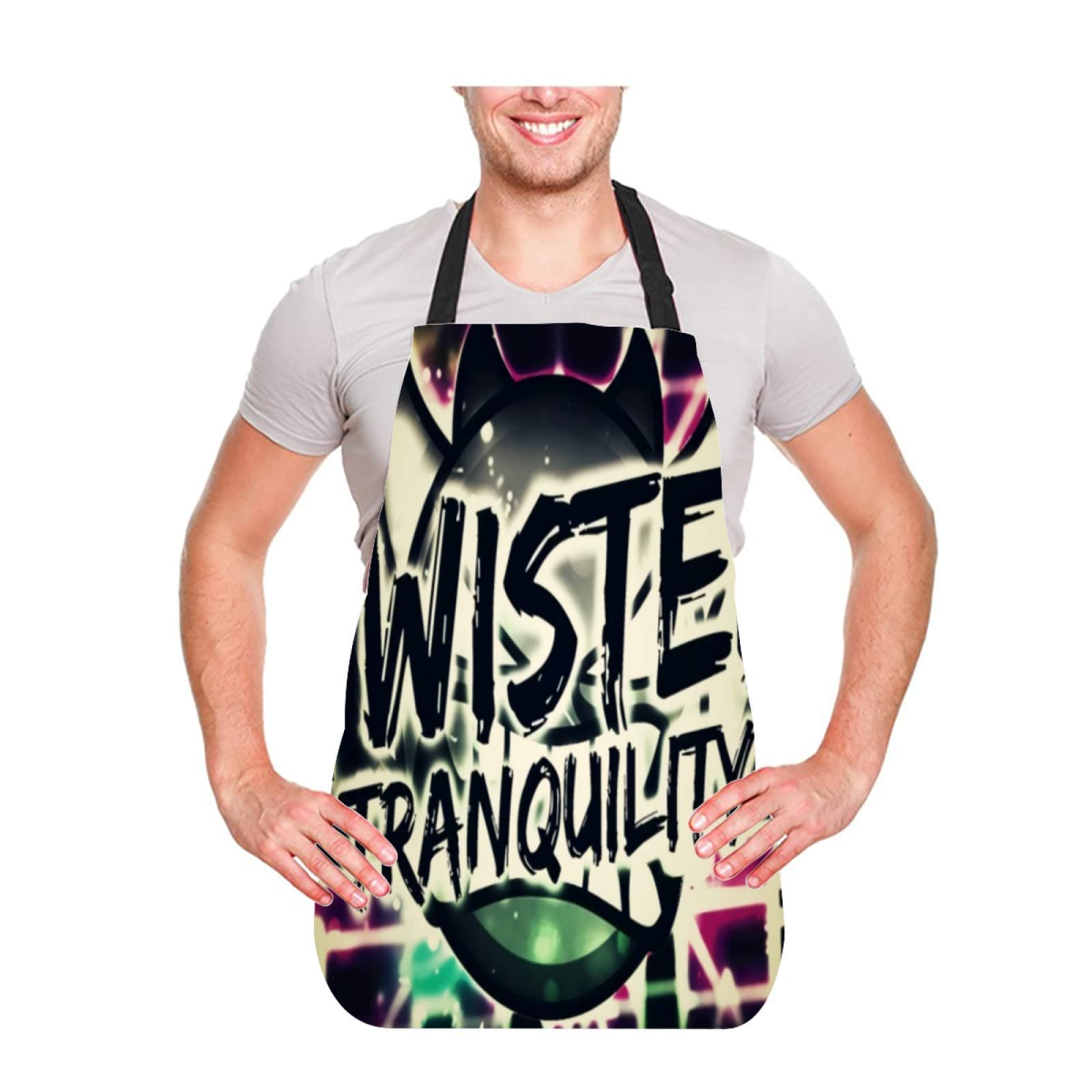 QWEQR Geometry_Dash Apron, Unisex Grilling Kitchen Waterproof Bib with Adjustable Neck for Cooking Gardening Serving BBQ Party Supplies Adult Size 31.5 x 28.7 Inch