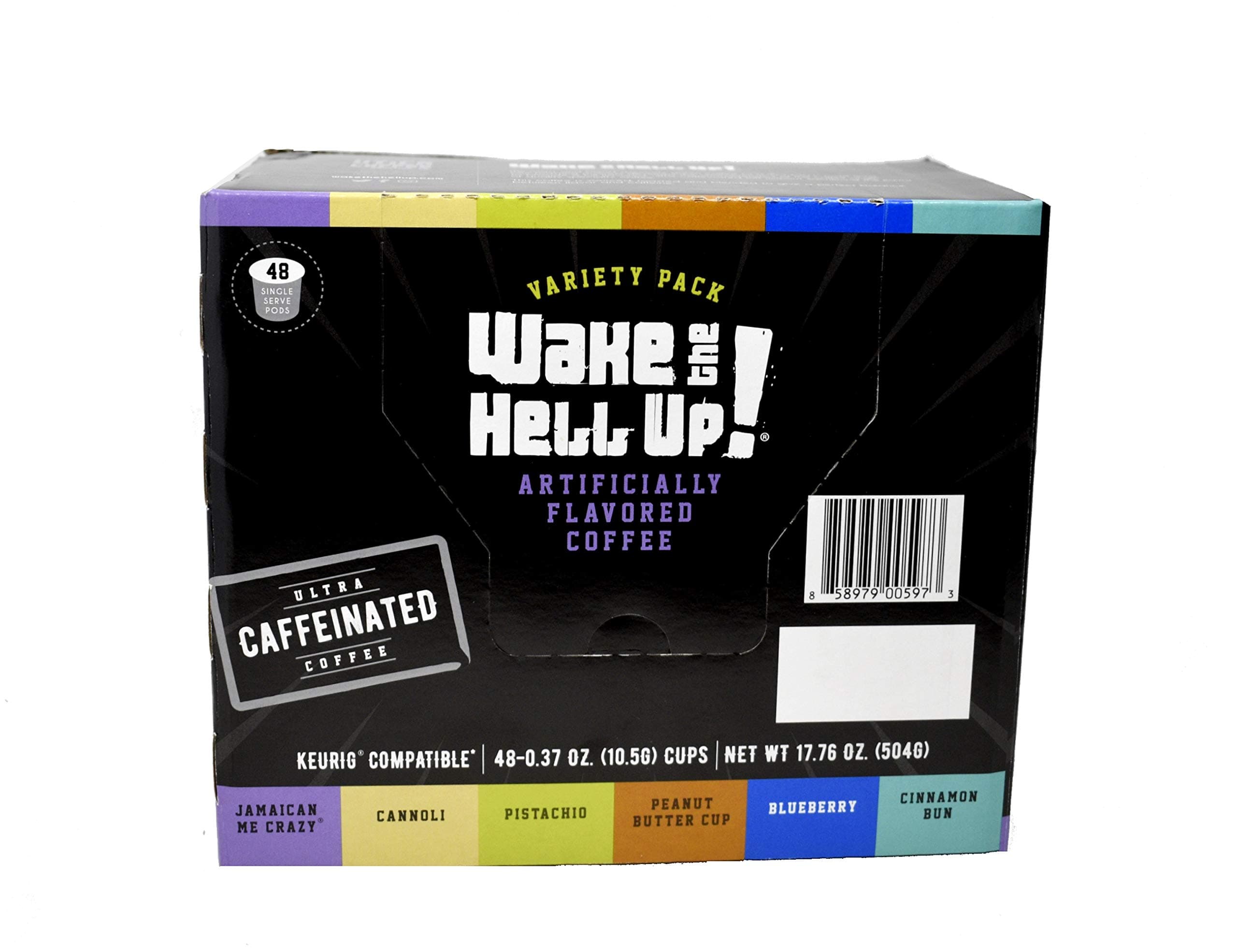 Wake The Hell Up! Variety Pack Flavored Single Serve Coffee Pods | Ultra-Caffeinated | 48 Count, 2.0 Compatible