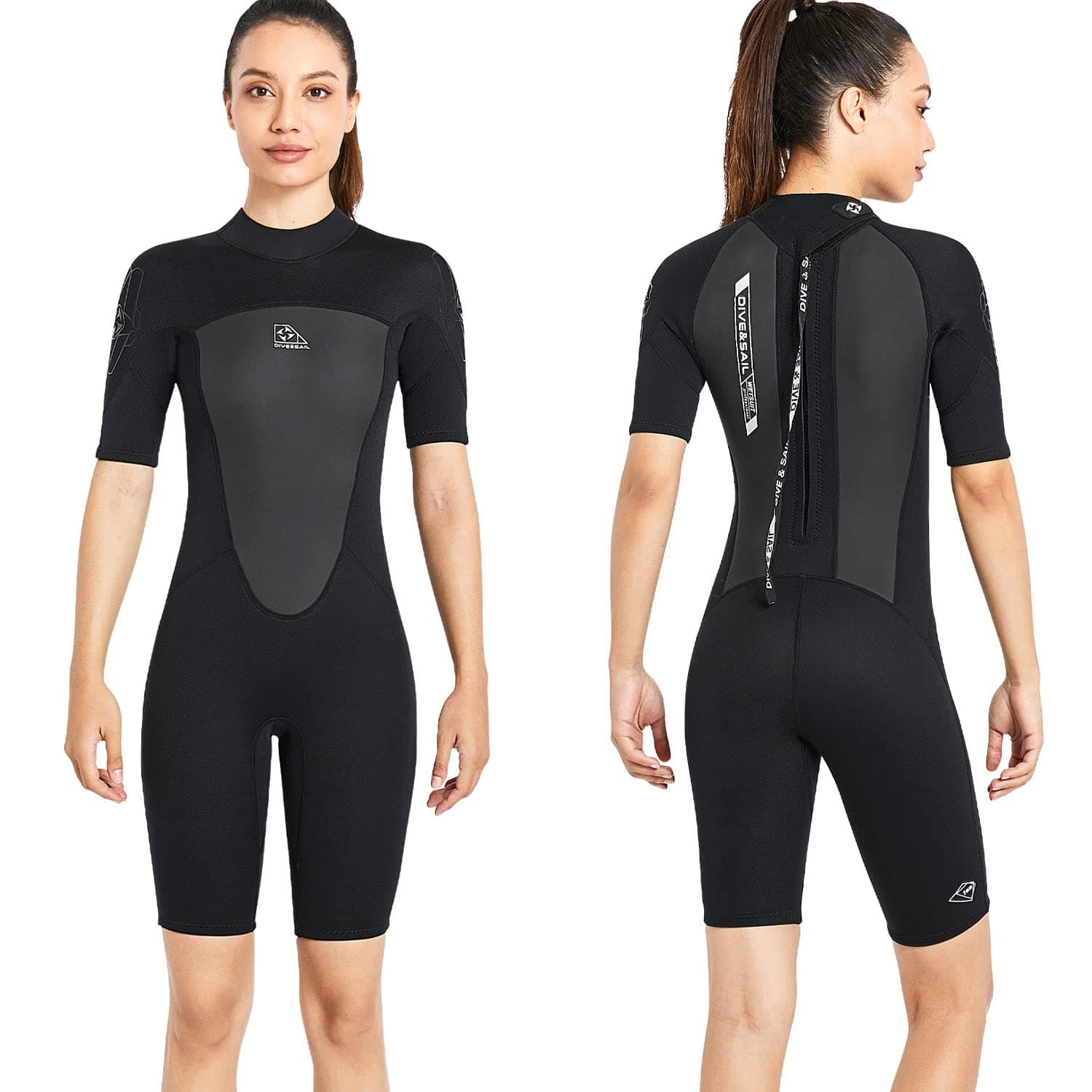 Shorty Wetsuit Men Women 1.5mm / 2mm Neoprene Back Zip Wetsuit Spring Suit for Snorkeling Surfing Kayaking Scuba Short Sleeve Wet Suit