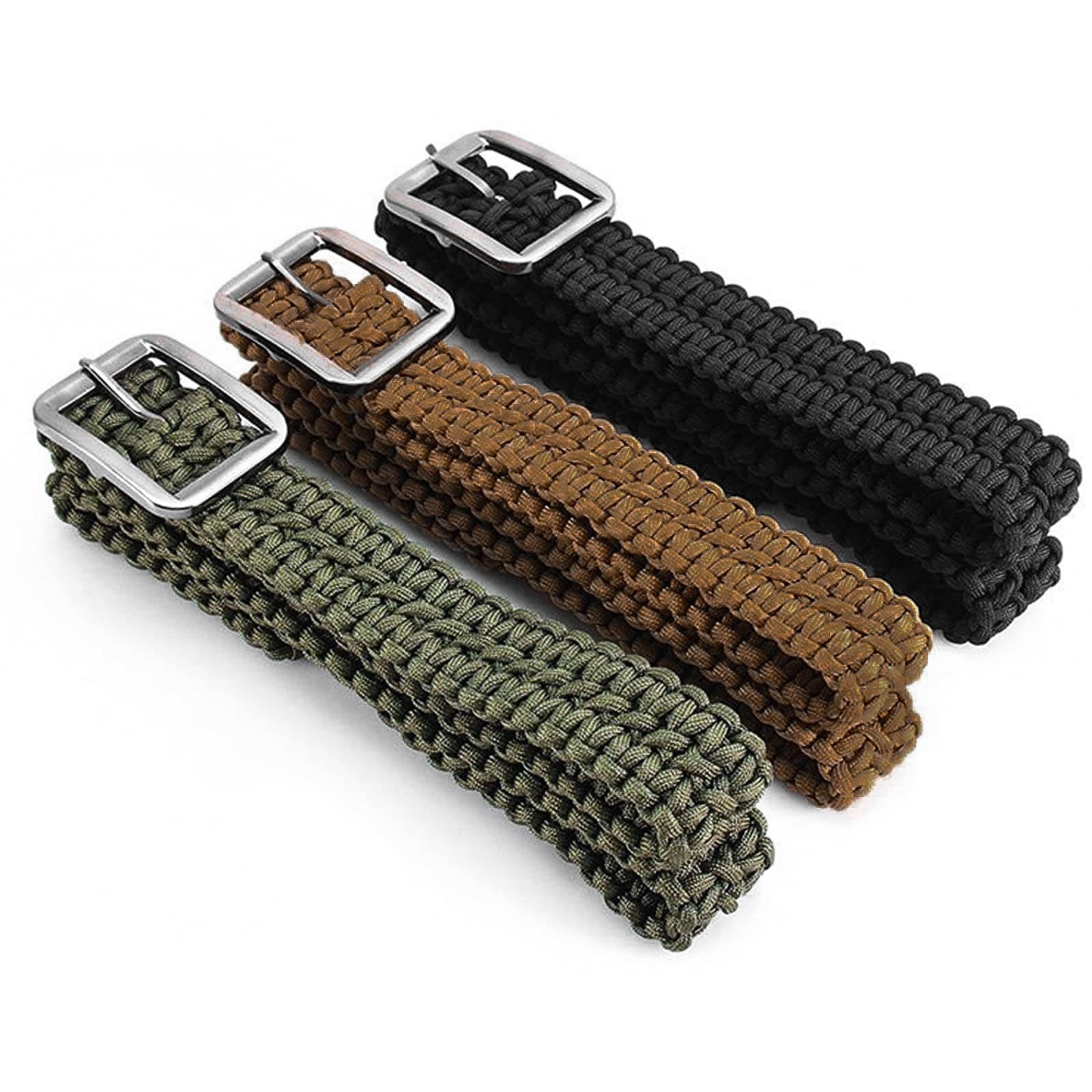 ASR Outdoor EDC Survival 550 Paracord Belt with Stainless Buckle, 52 inch (3 Colors)