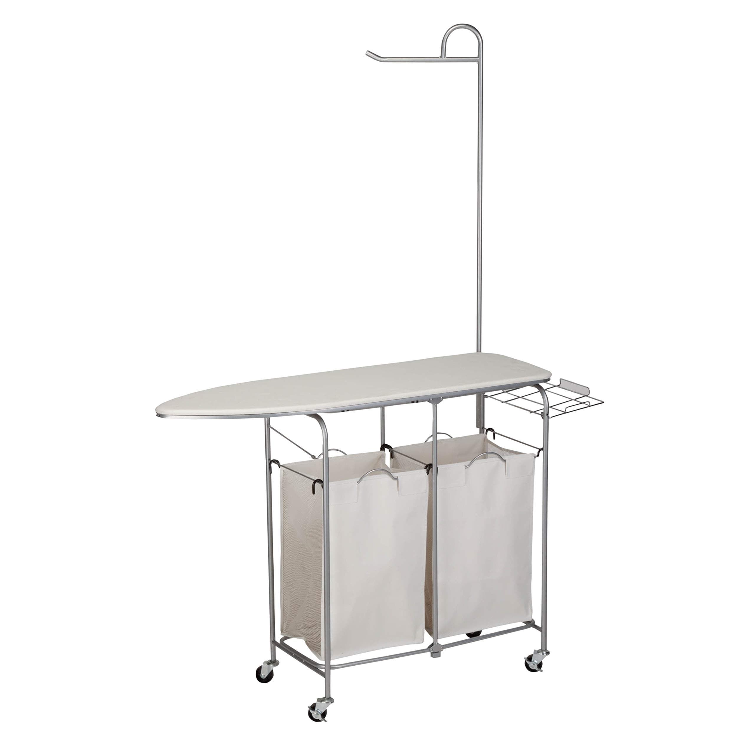 Honey-Can-Do Rolling Laundry Sorter with Ironing Board and Shirt Hanger