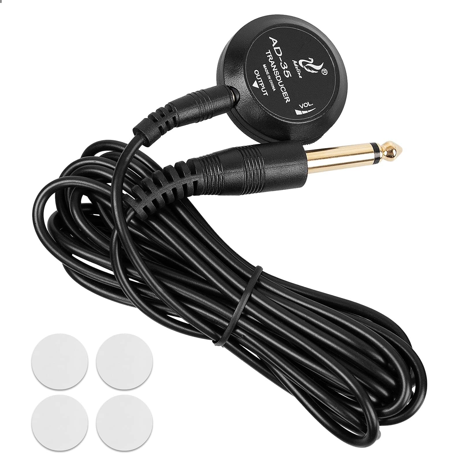 Guitar Pickup with Volume Control, Piezo Contact Microphone Transducer for Guitar, Mandolin, Banjo, Cello, Kalimba, Harp and Other Stringed Instrument