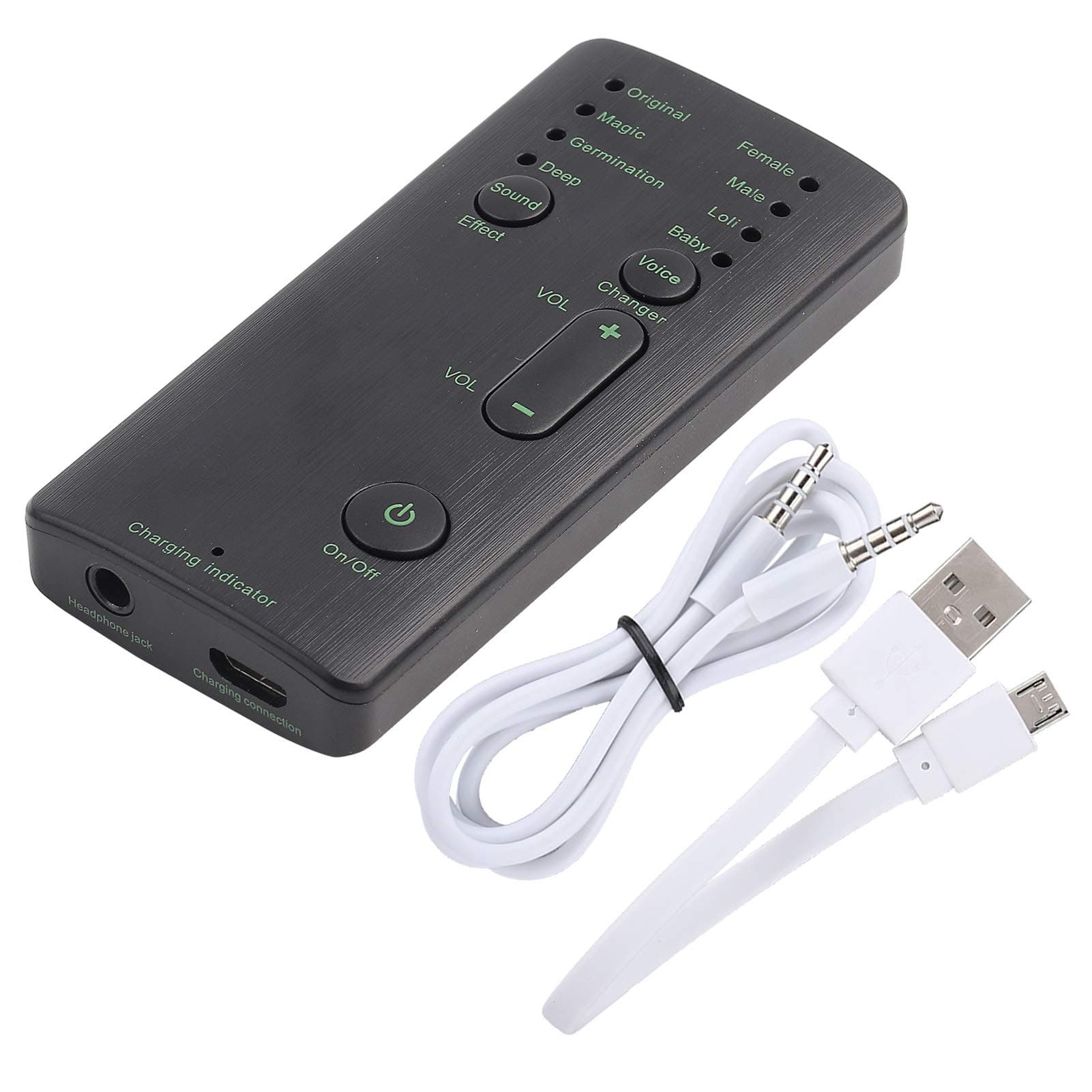 Qiilu Tool Voice Changer Portable Mini Microphone Voice Changer Sound Effect Live Broadcast Voice Disguiser for Mobile Phone PC Laptops