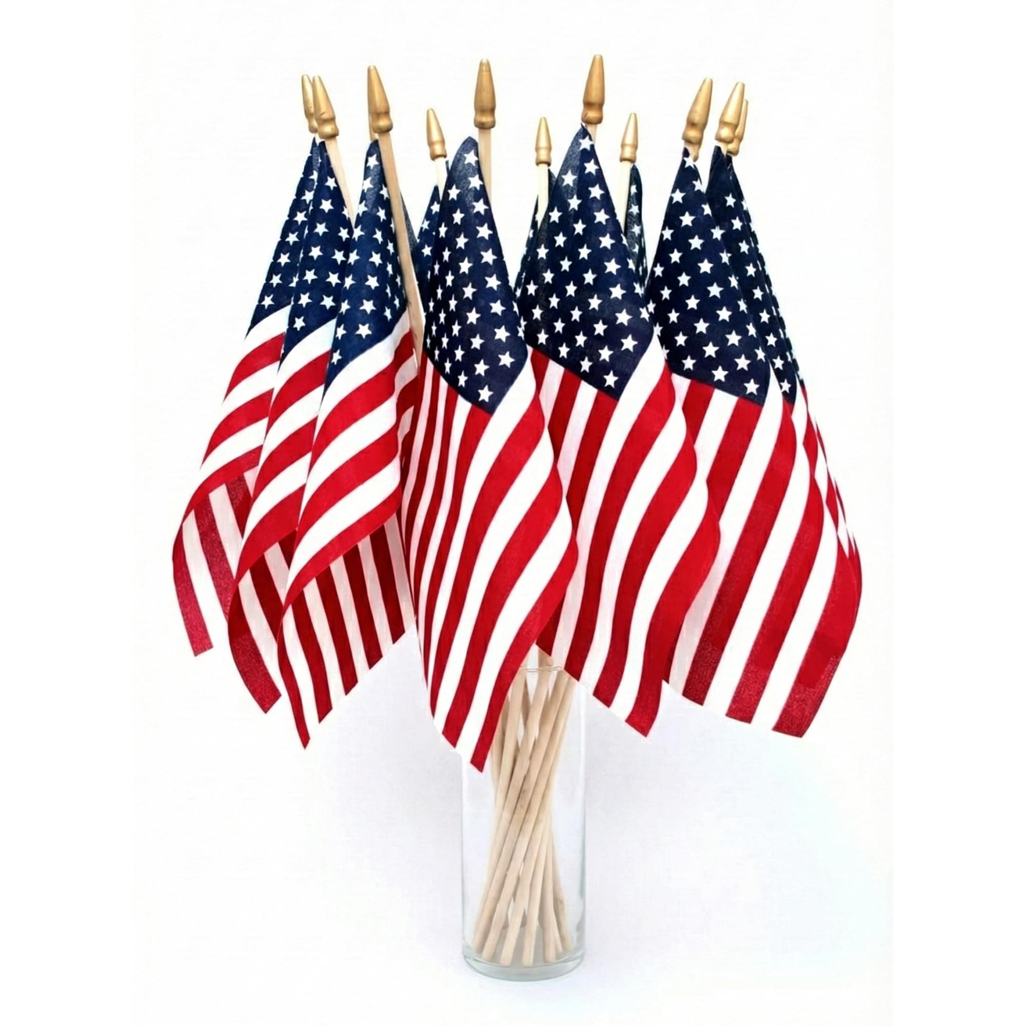 Online Stores Super Tough American Flag | 24" Durable Wooden Stick with Spear Tip & Embroidered Stars | 8x12 in Heavy Duty Most Durable Cotton US Stick Flag | Made in USA | 12 Pack
