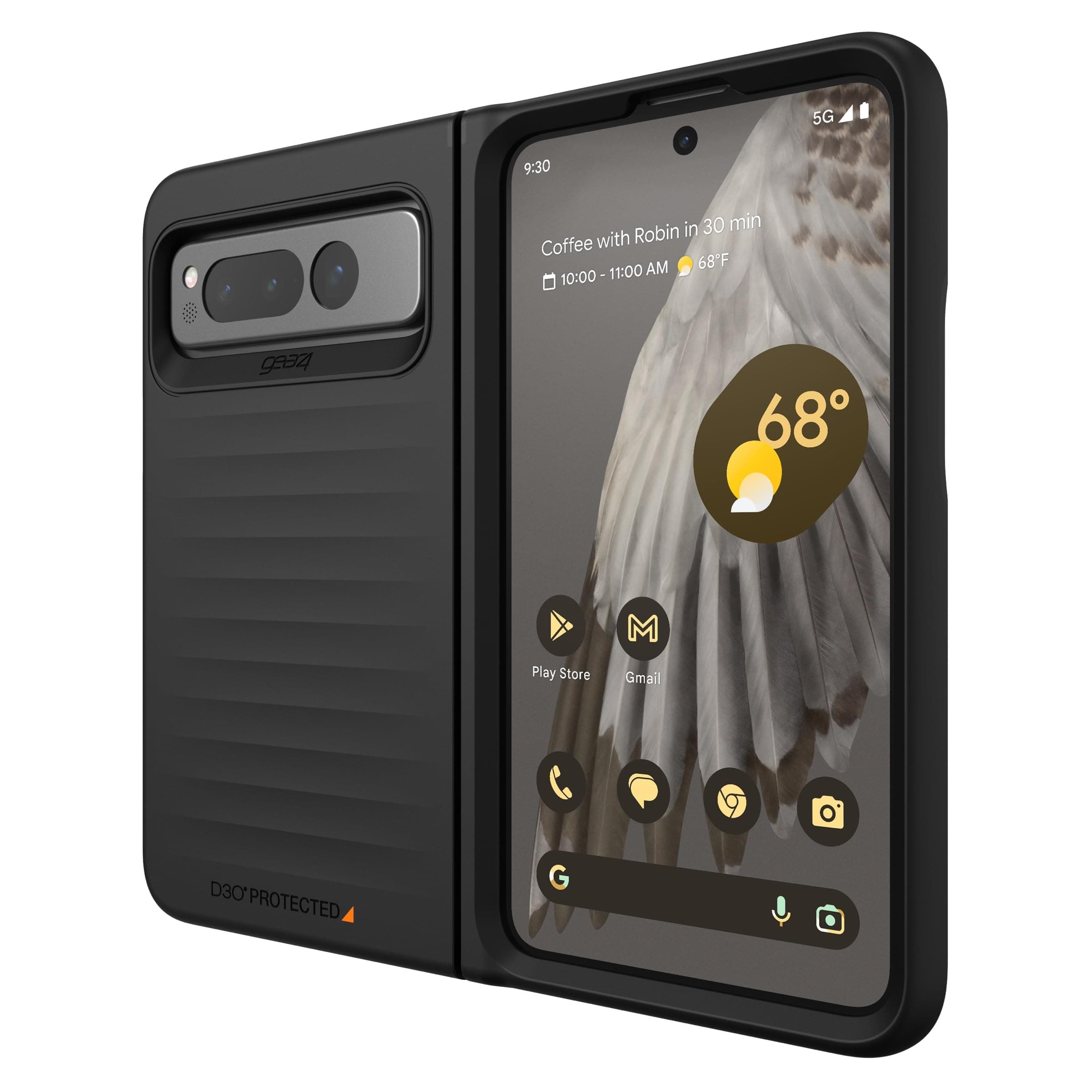 Gear4 ZAGG Bridgetown Google Pixel Fold Case - Slim, Hinge-Protective Design Reinforced with D3O Bio, 10ft Drop Protection Black