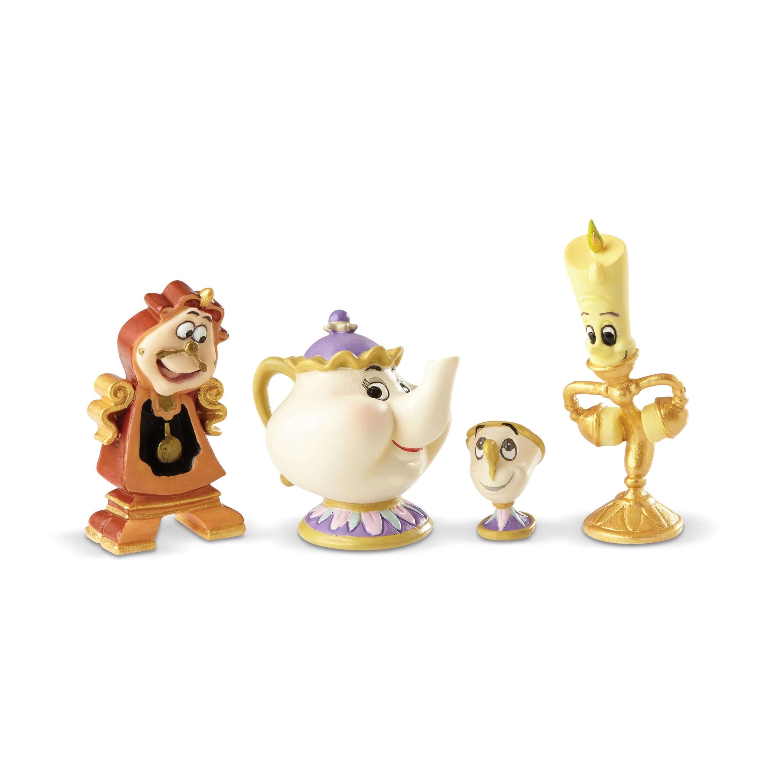 Enesco Disney Showcase Collection Tiny Beauty and The Beast Enchanted Objects Miniature Figurine Set- Set of 4 Resin Hand Crafted Painted Disney Mini Figurines Home Decor Statues, Various Size