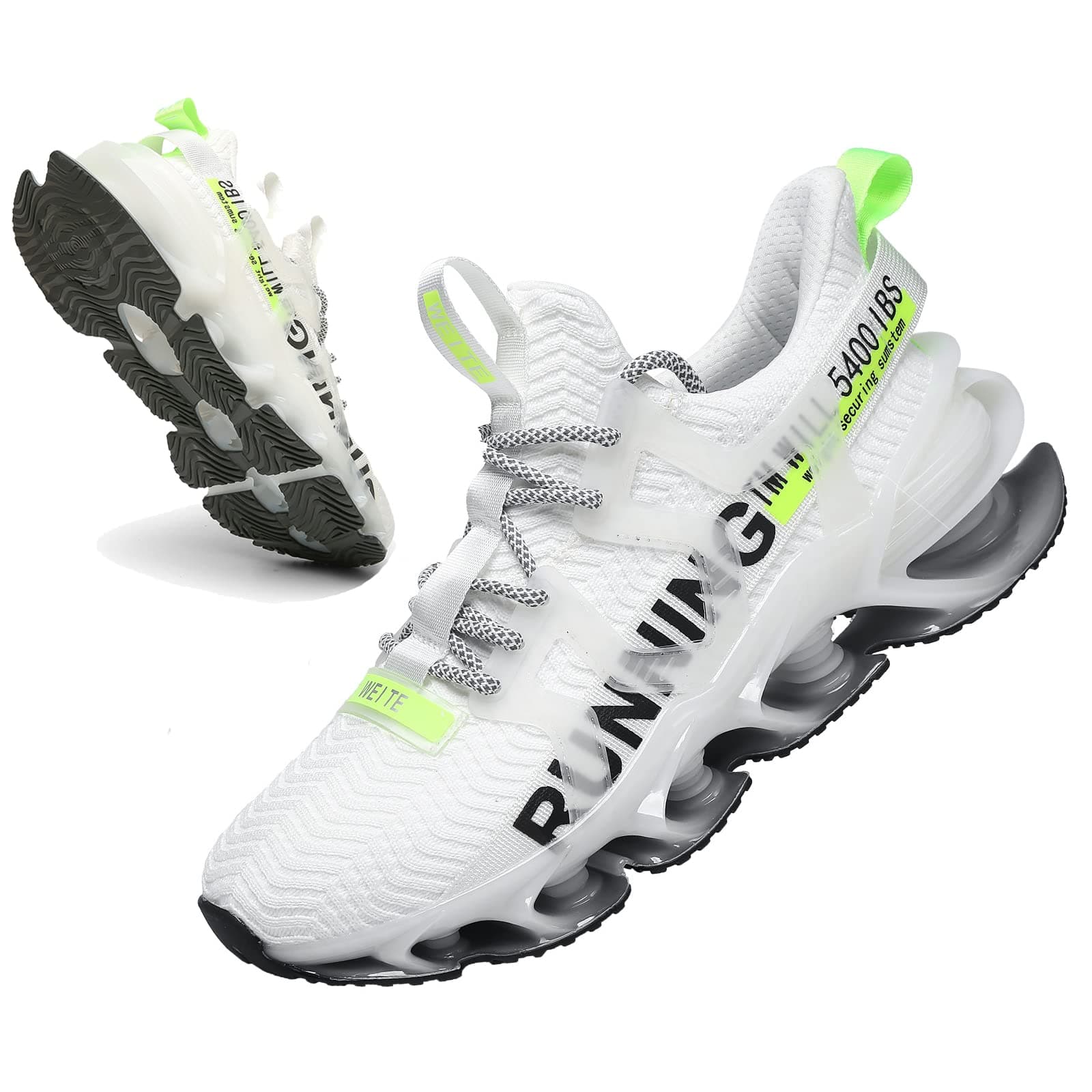 Mens Walking Shoes Running Fashion Non Slip Type Sneakers Athletic Blade Tennis Shoes (6.5, White)