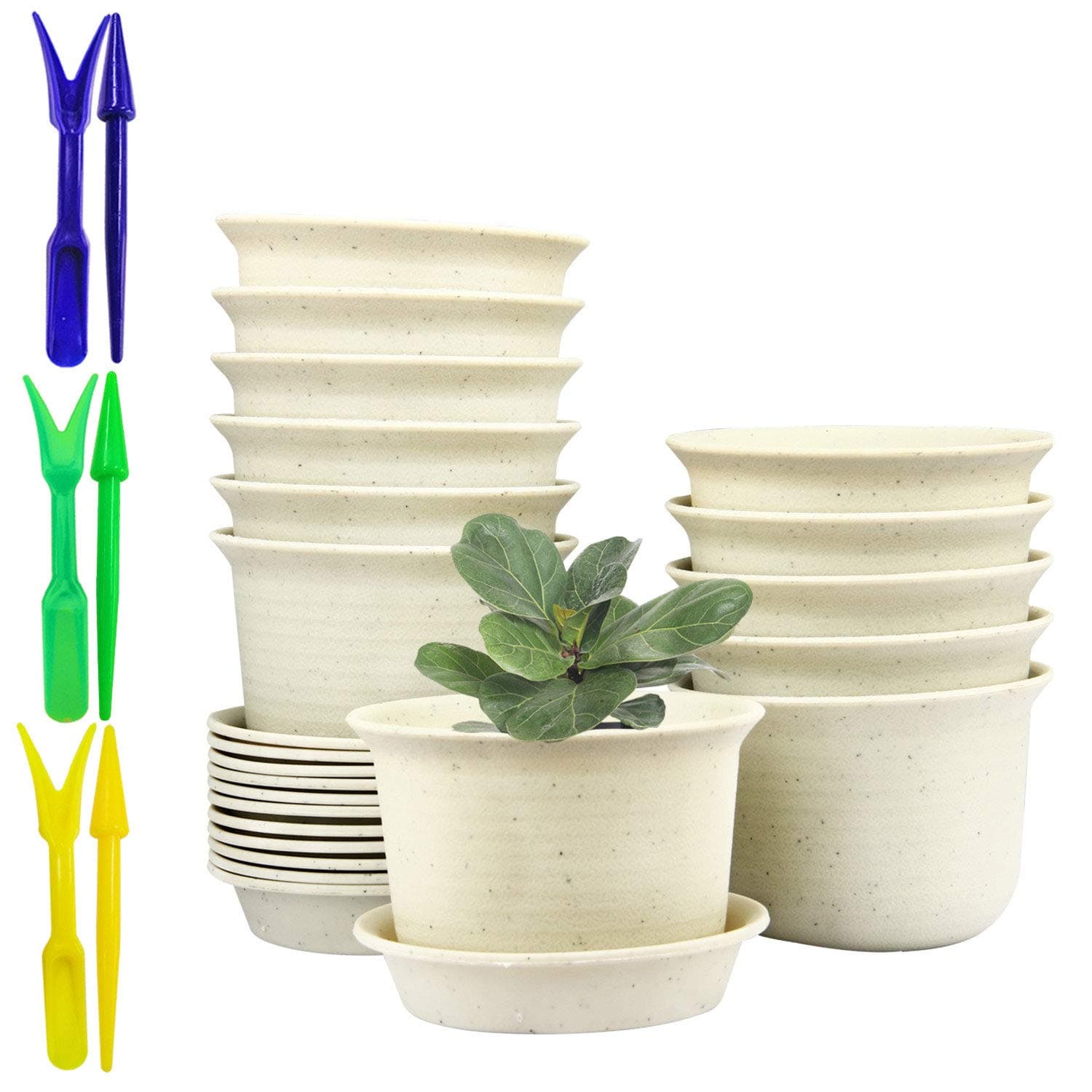 Flower Pots,Pots with Drainage Hole,Plastic Flower Pots with Pallet (3.5inch)