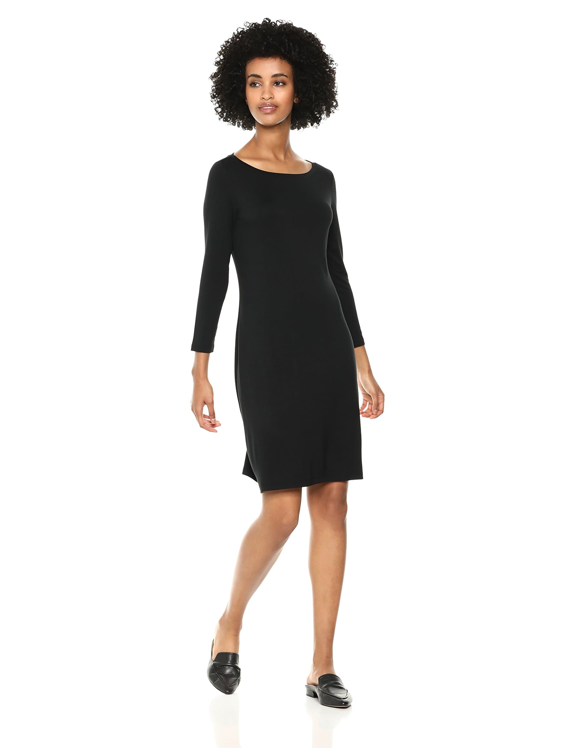 Amazon Brand - Daily Ritual Women's Jersey 3/4-Sleeve Bateau-Neck T-Shirt Dress