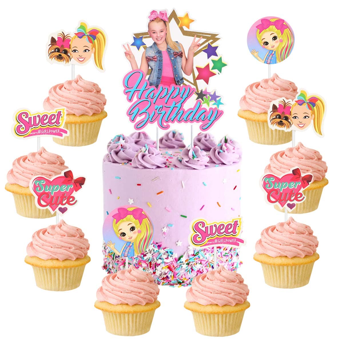 25 Jojo Cake Topper Cupcake Toppers for Jojo Siwa Birthday Party Decorations