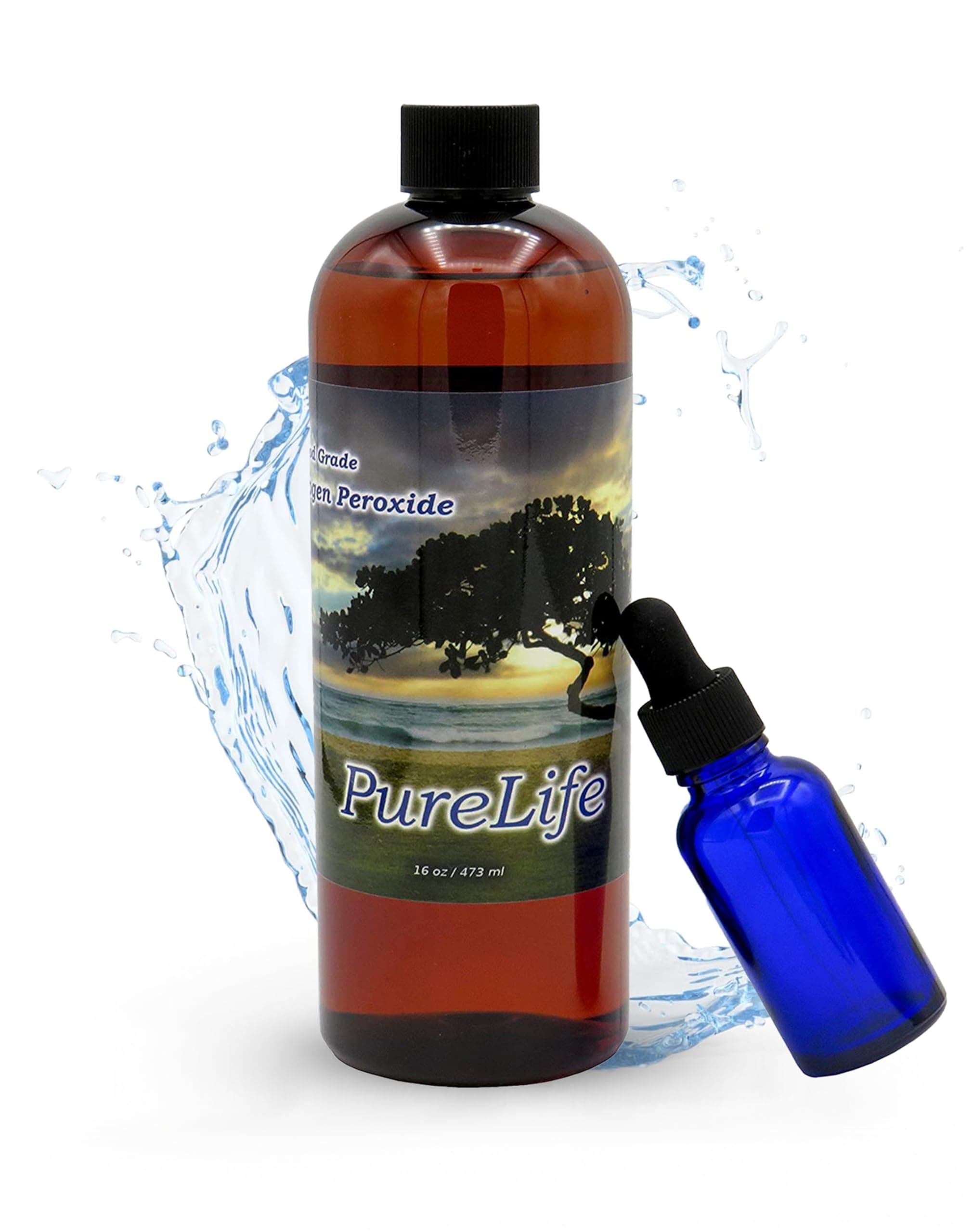 PureLife ™ 12% Hydrogen Peroxide Food Grade with No Added Stabilizers - in Distilled Water (16 Oz +Dropper)