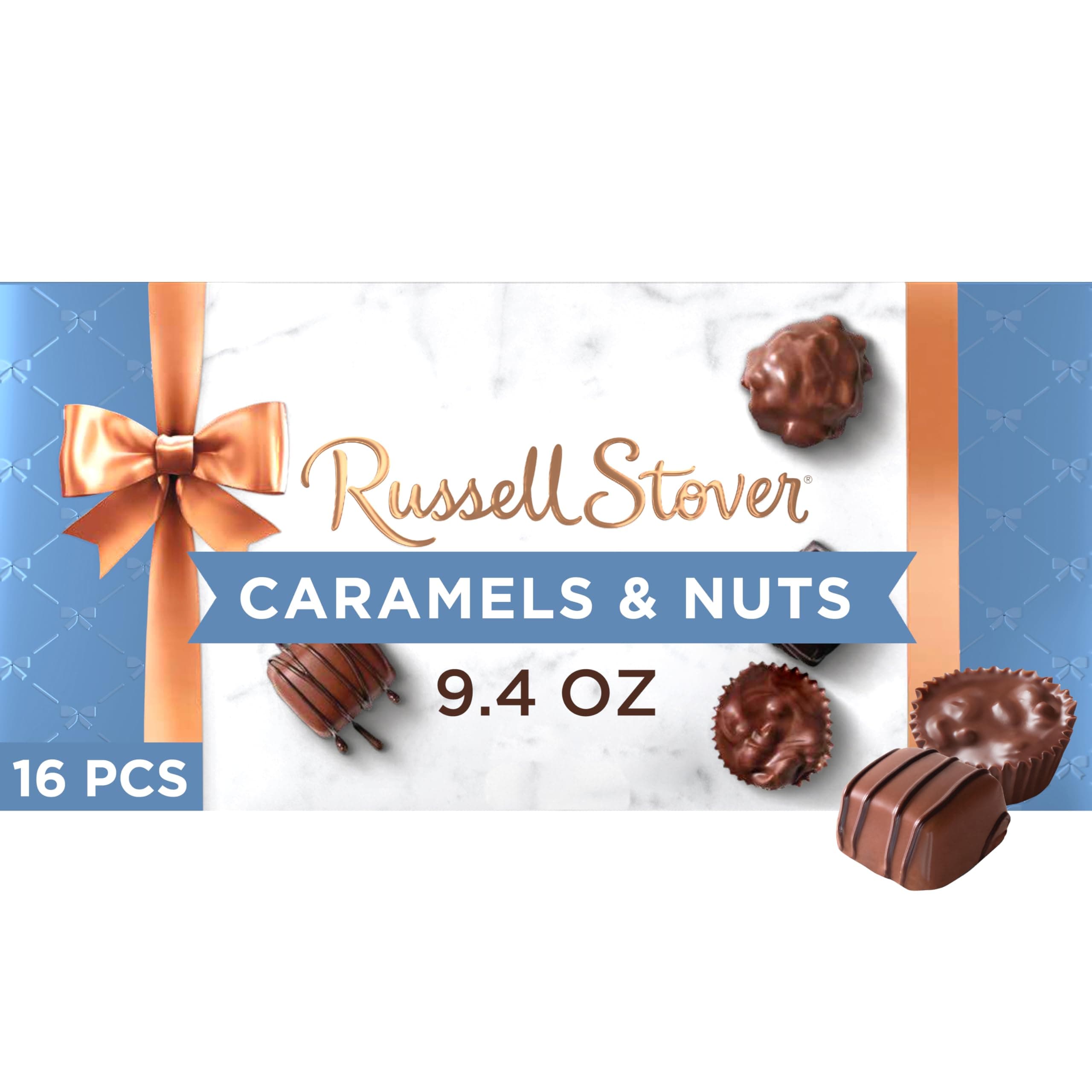 Caramel and Nuts in Milk and Dark Chocolate, Mother's Day Chocolate Gift Box, 9.4 Ounce