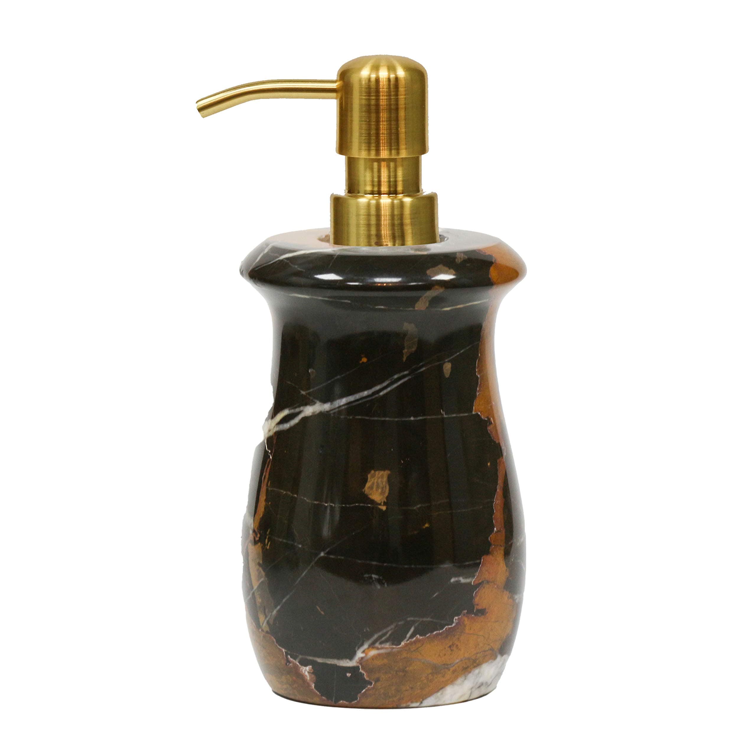 Polished Marble Soap/Lotion Dispenser, Black & Brown Shower and Bathroom Accessory