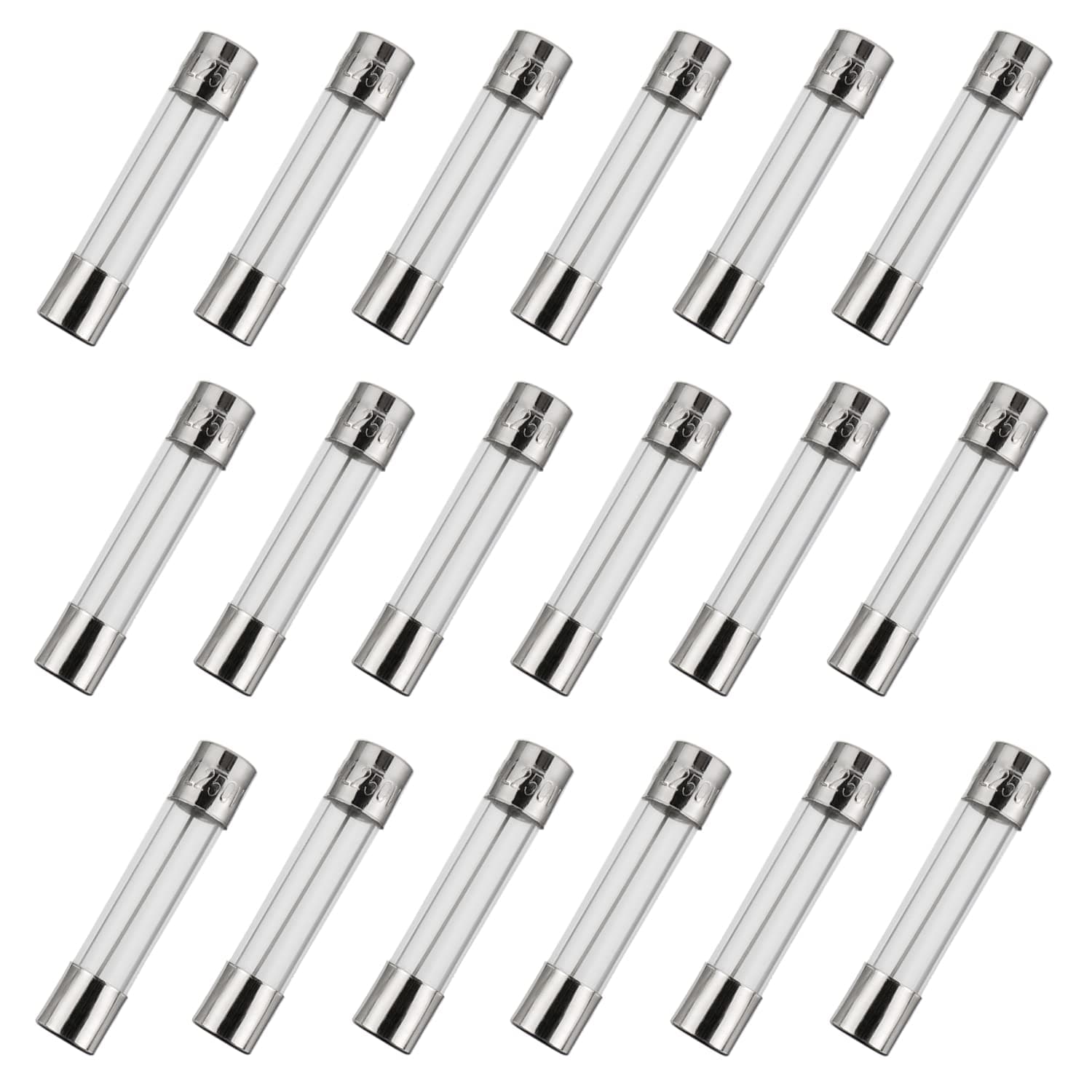 6x30mm 1 A 1 amp 250 V 0.24x1.18 Inch Volt F1AL250V Fast-Blow Glass Fuses(Pack of 18)