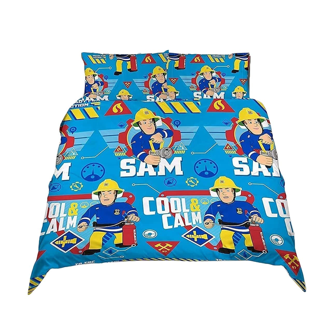 New Official Fireman Sam 'Cool' Design Double Duvet Cover Set