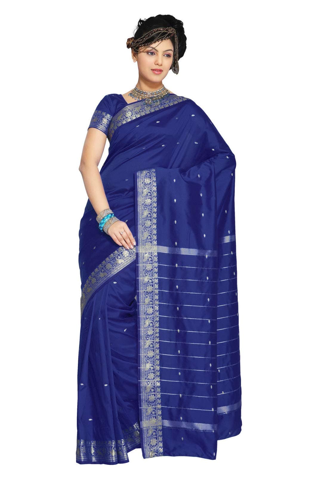 Womens Indian Ethnic Traditional Banarasi Art Silk Saree Sari Wrap Fabric Dress Drape