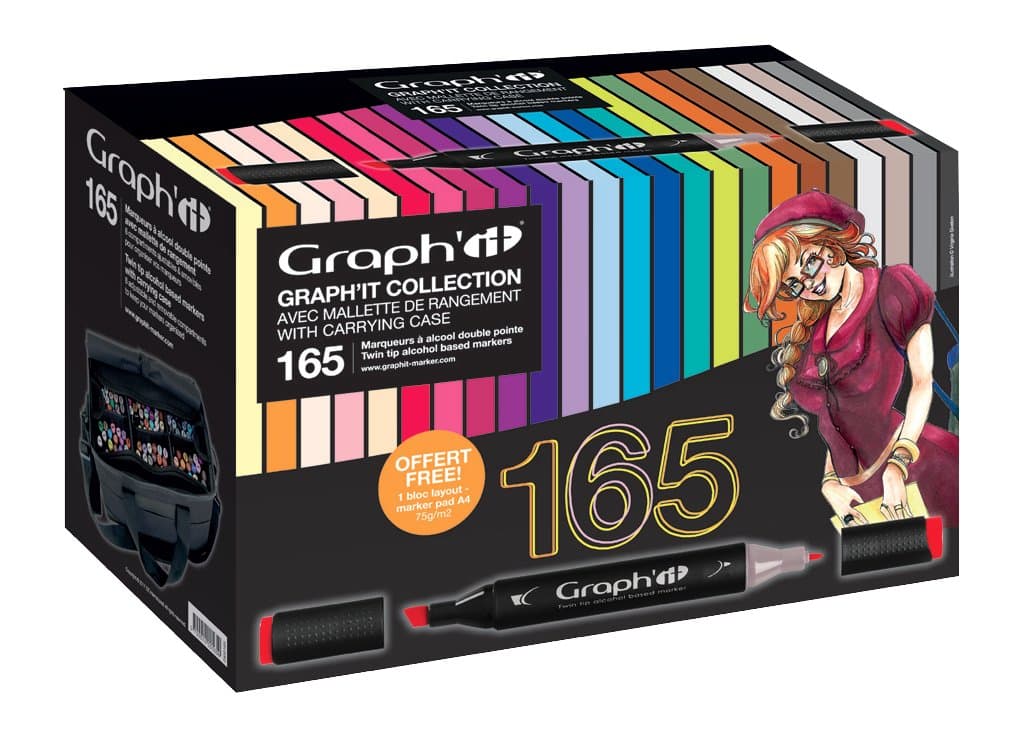 Graph' It Case Collection Complete Set 165 Markers Assorted Colours