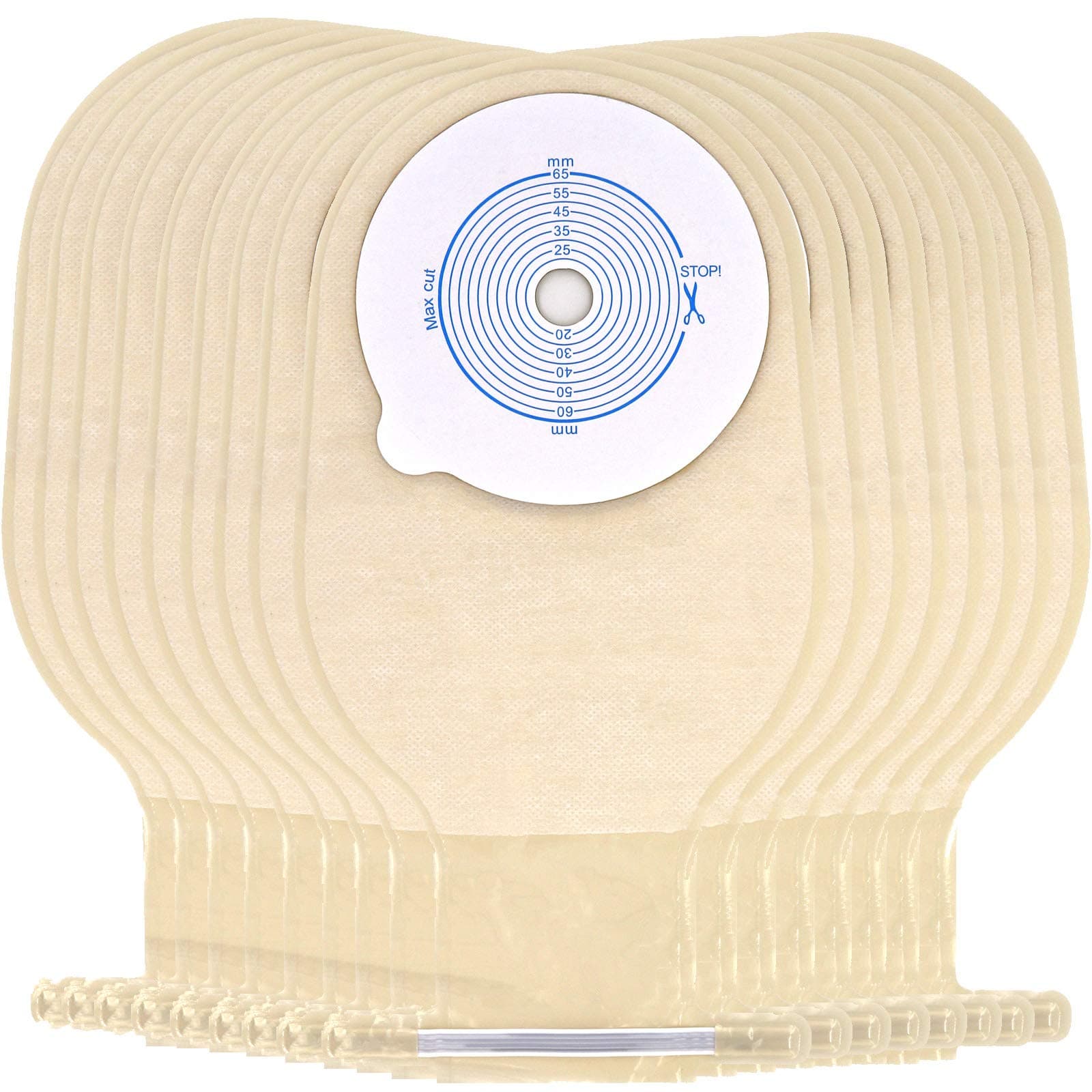 Ostomy Colostomy Supplies, 20 PCS Colostomy Bag, One Piece Drainable Pouches with Twist-Tie for Ileostomy Stoma Care, Cut to Fit(Max 20-65mm)