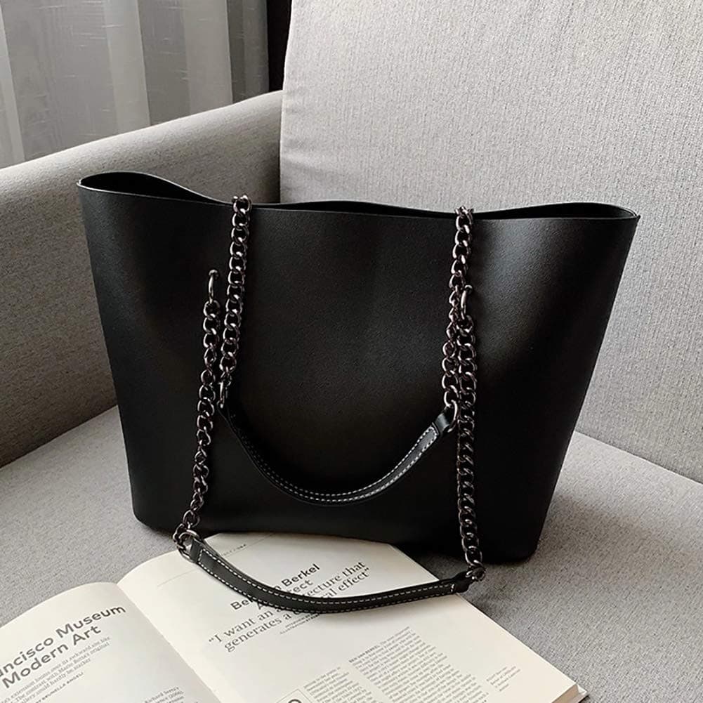 KYZZ Women's Shoulder Bag, Fashion PU Leather Waterproof Handbag, Simple Retro Wild Out Bag (Color : Black)