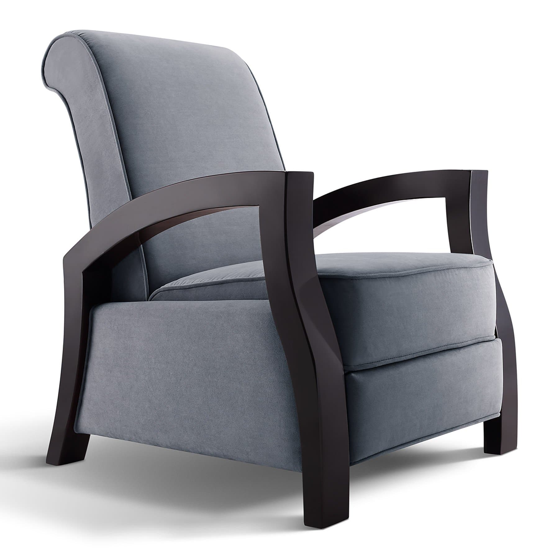 Artiva USA "Kuta Solid Wood Java Black Premium Grey Microvelvet Recliner, Grey